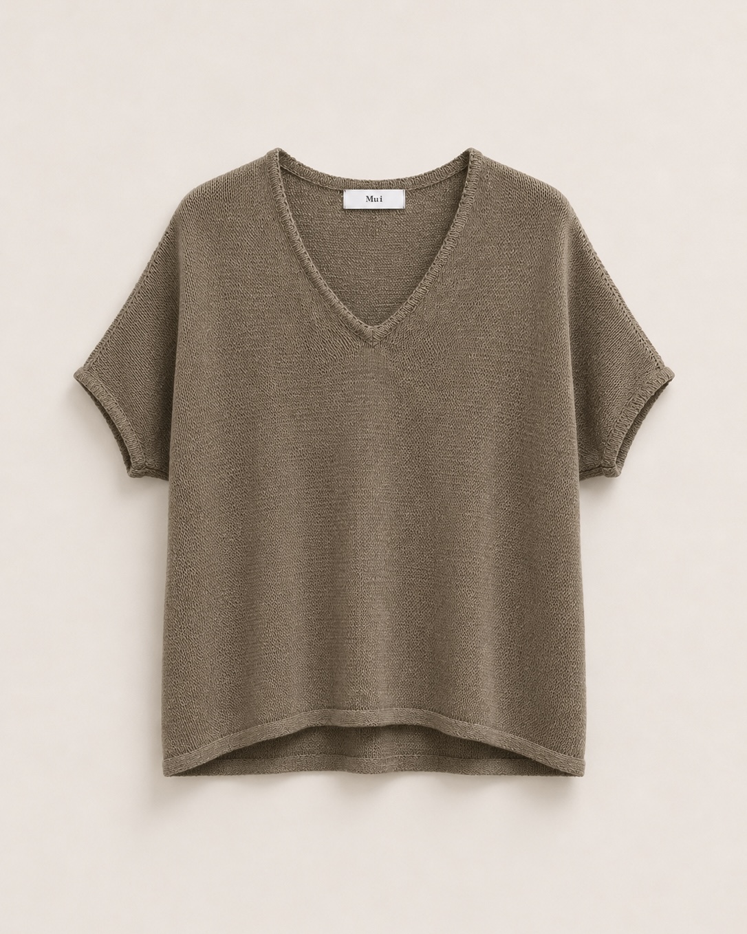V Neck Waffle Knit Top