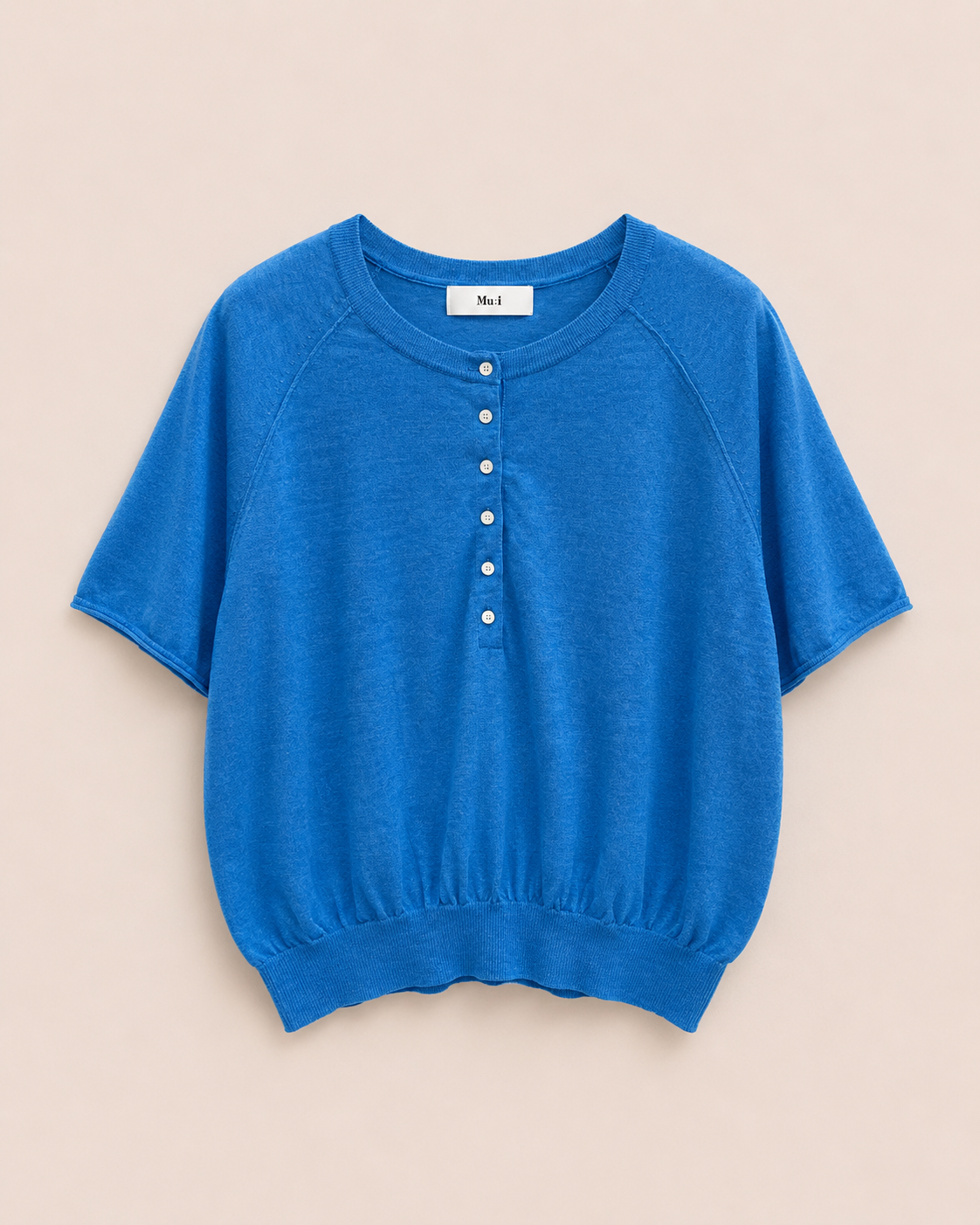 Half Button Raglan Knit Top