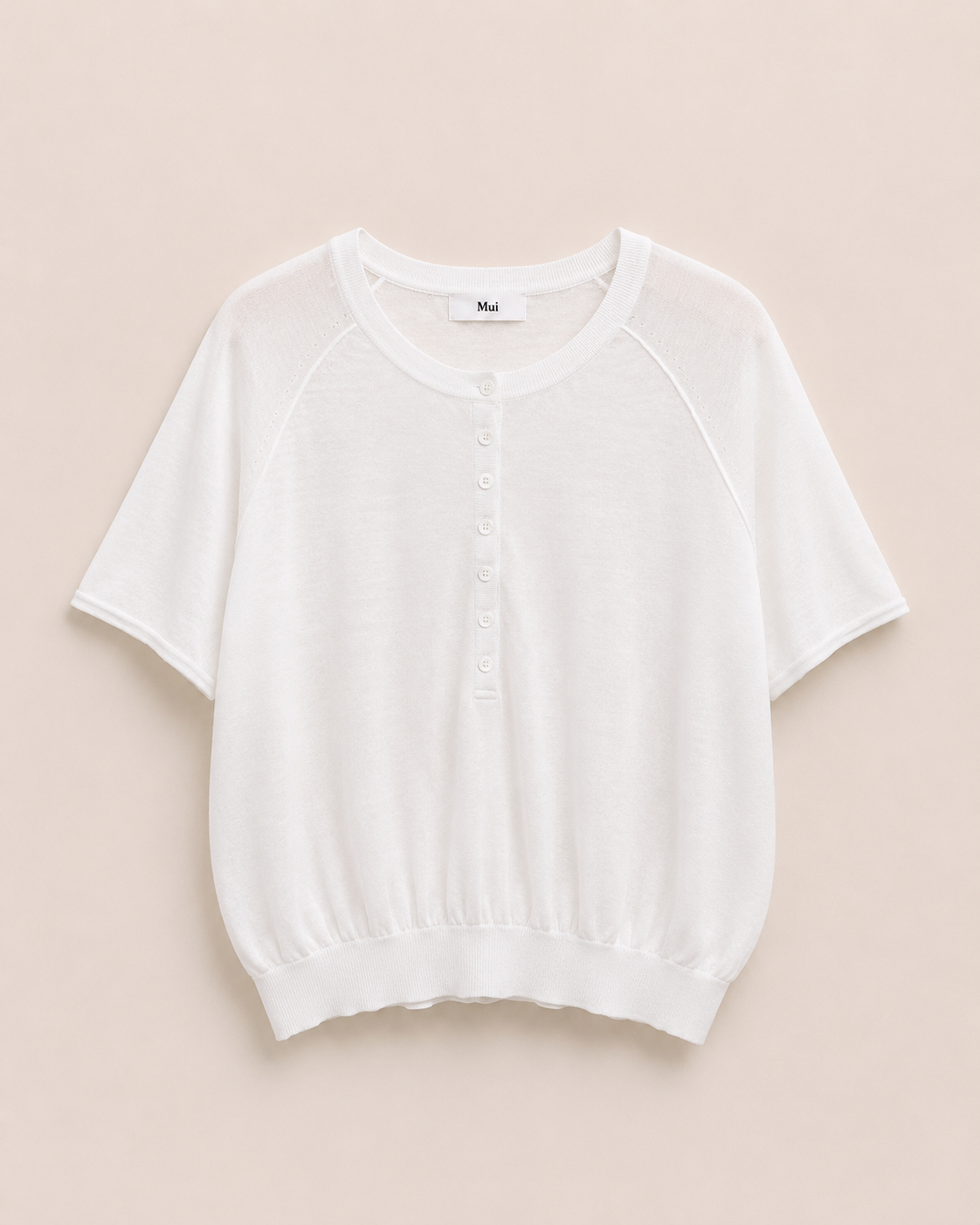 Half Button Raglan Knit Top