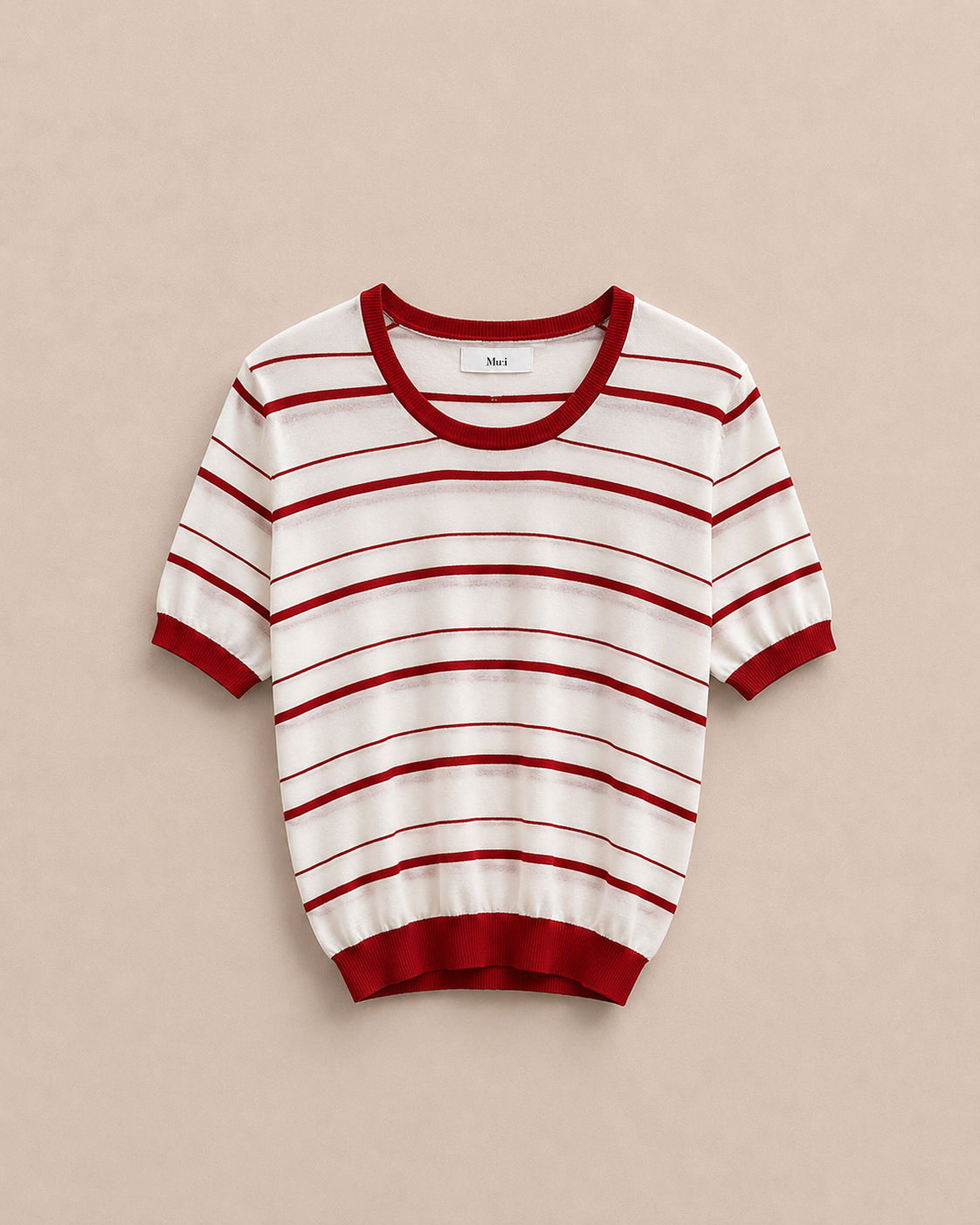 U Neck Thin Stripe Knit Top