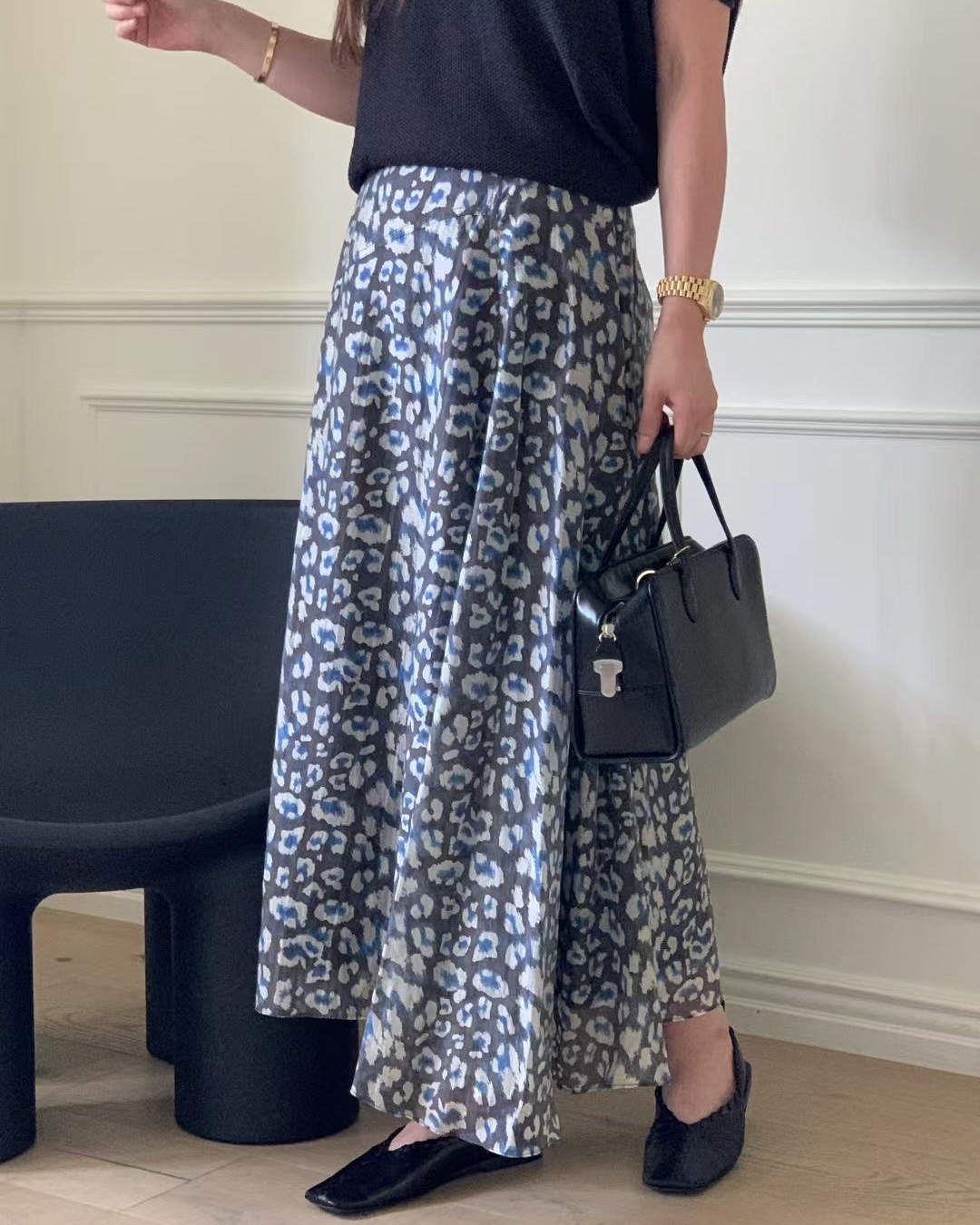 Leopard Print Flowy Skirt