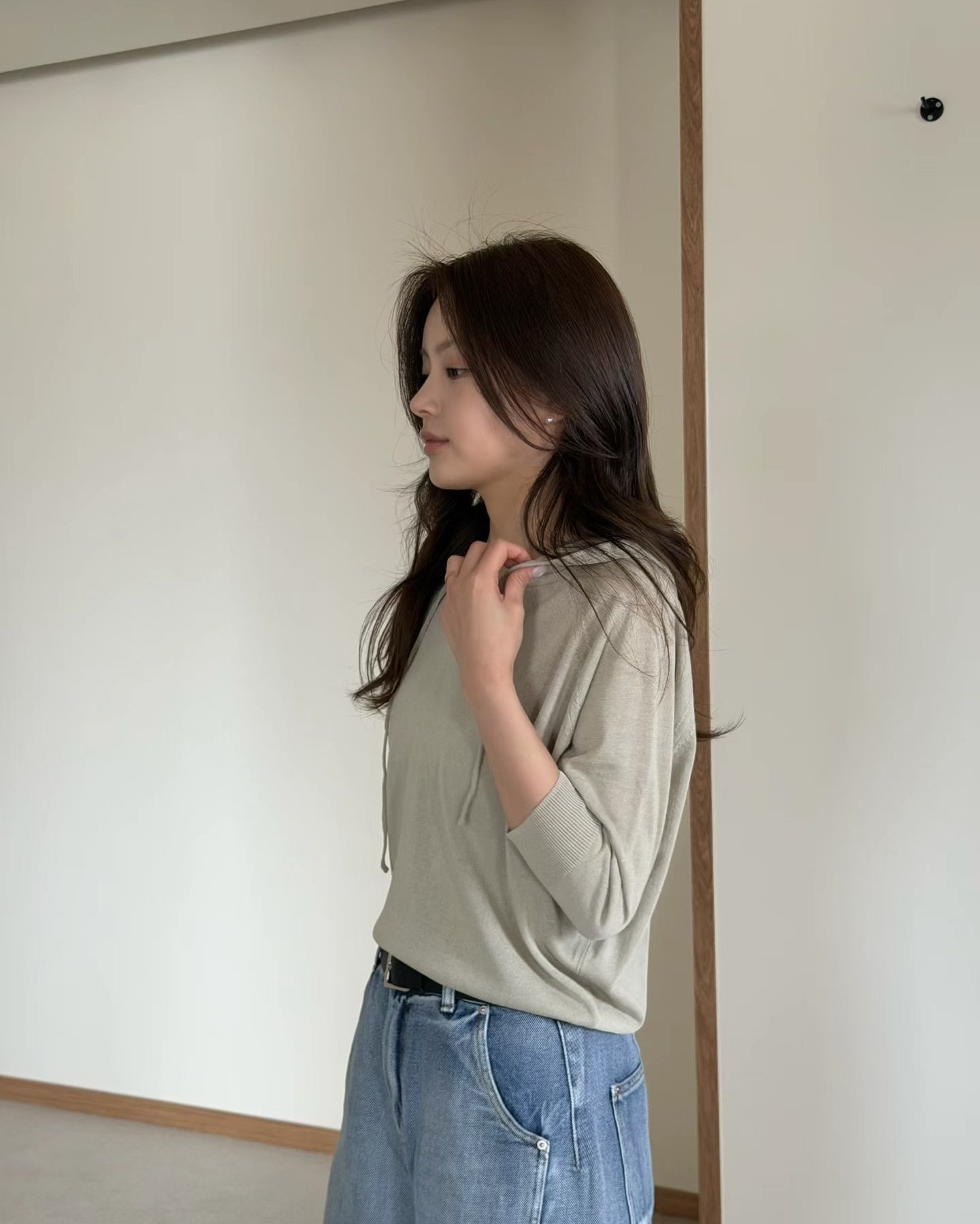 Quarter Sleeve Hoodie Top