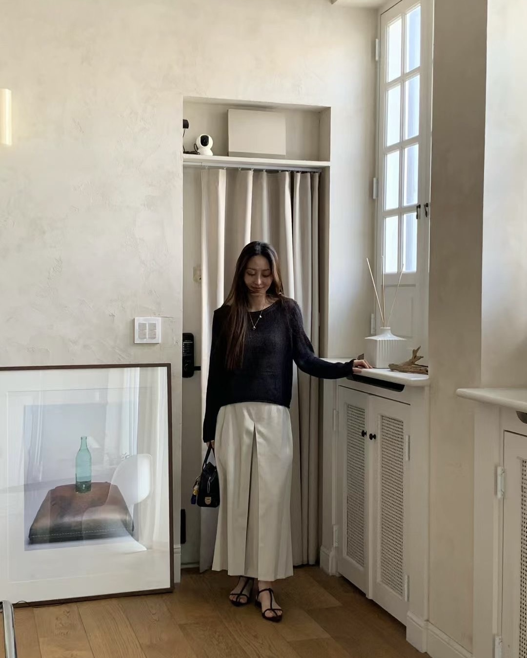 U Neck L Sleeve Knit Top