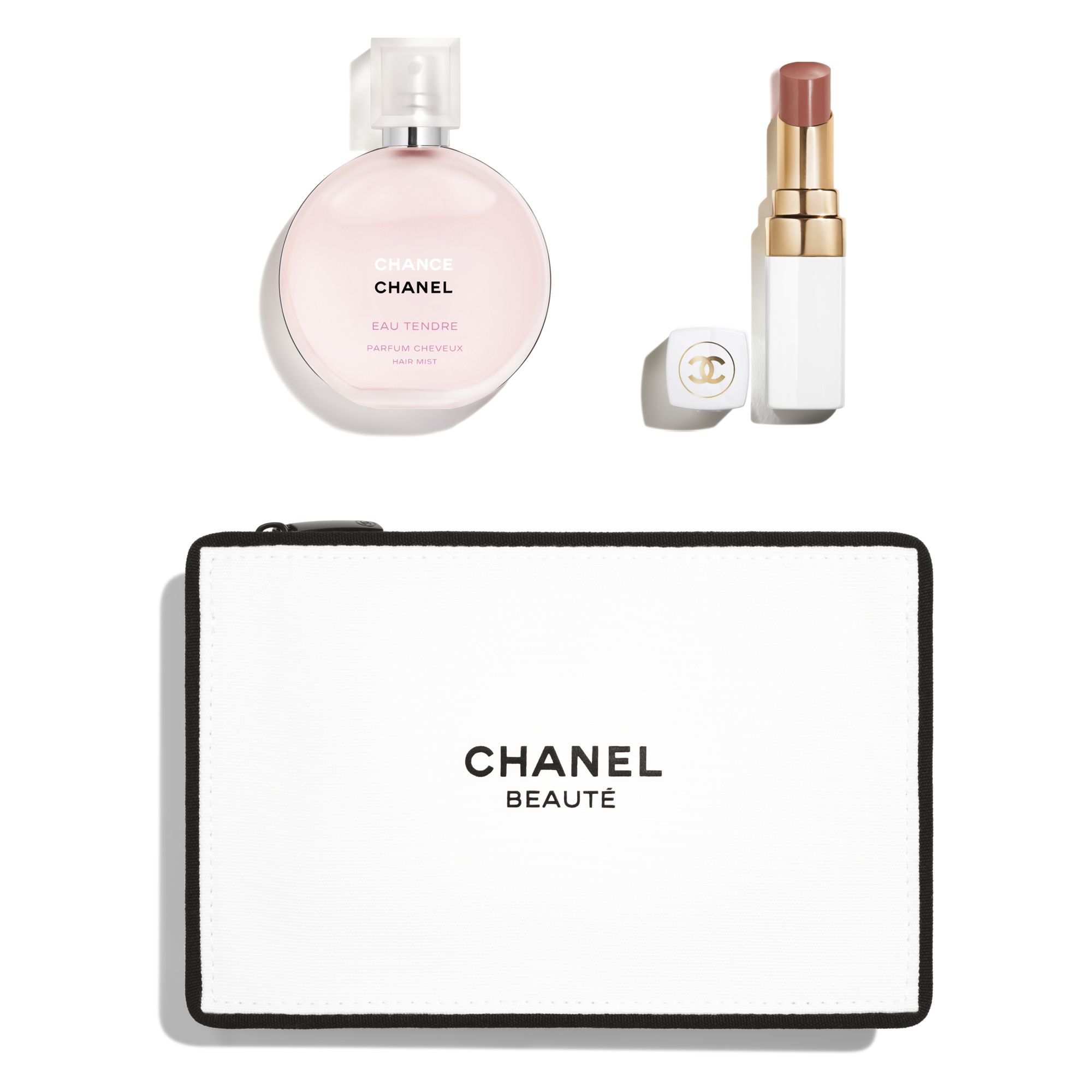 CHANEL  CHANCE EAU TENDRE PARFUM CHEVEUX 35 ML, ROUGE COCO BAUME #914 NATURAL CHARM AND POUCH