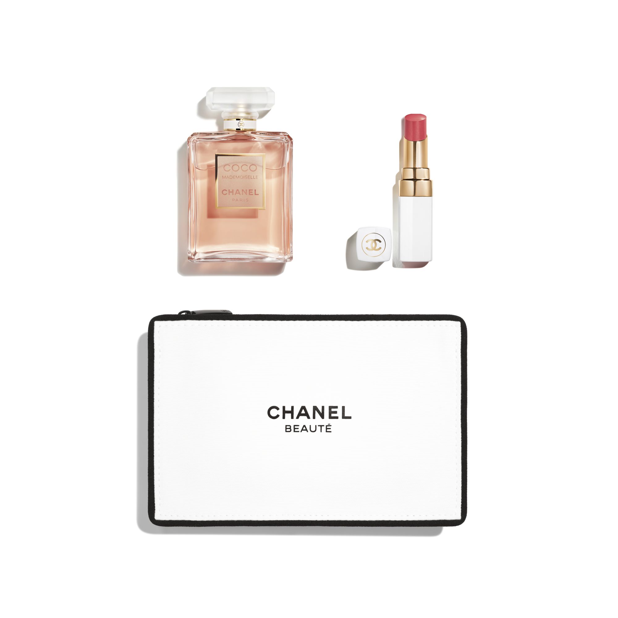 SET COCO MADEMOISELLE EAU DE PARFUM 50 ML, ROUGE COCO BAUME 918 MY ROSE DAN POUCH