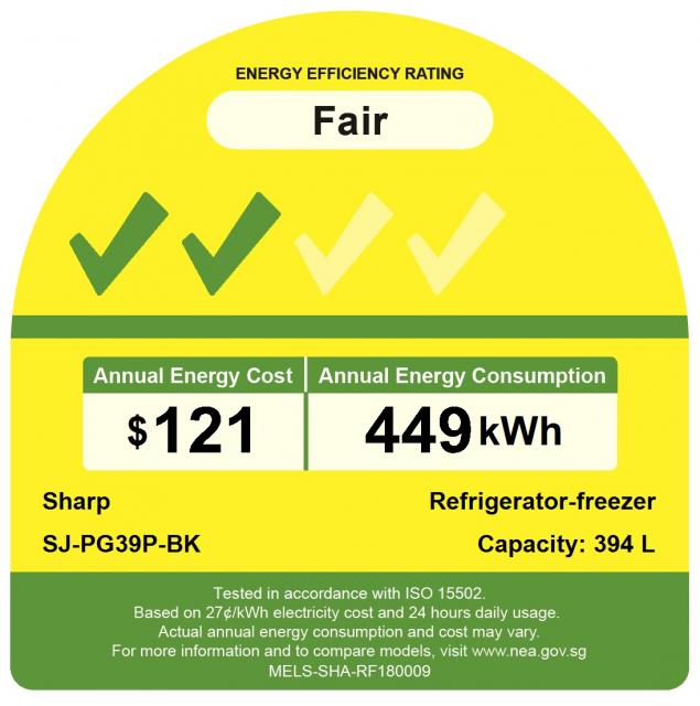 *New* Sharp Grand 394L Top Freezer Refrigerator SJ-PG39P-BK