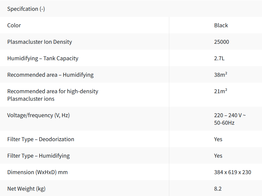 Sharp 38m² Humidifiying Air Purifier KI-N50E-H