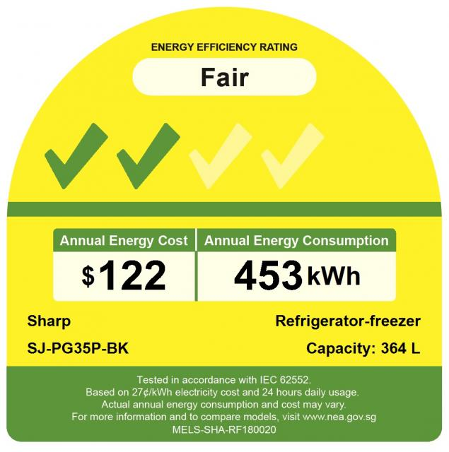 *New* Sharp Grand 364L Top Freezer Refrigerator SJ-PG35P-BK