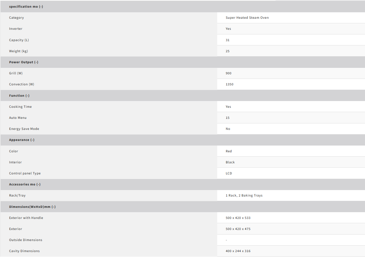 Sharp 31L Healsio Water Oven AX-1700VM(R) 