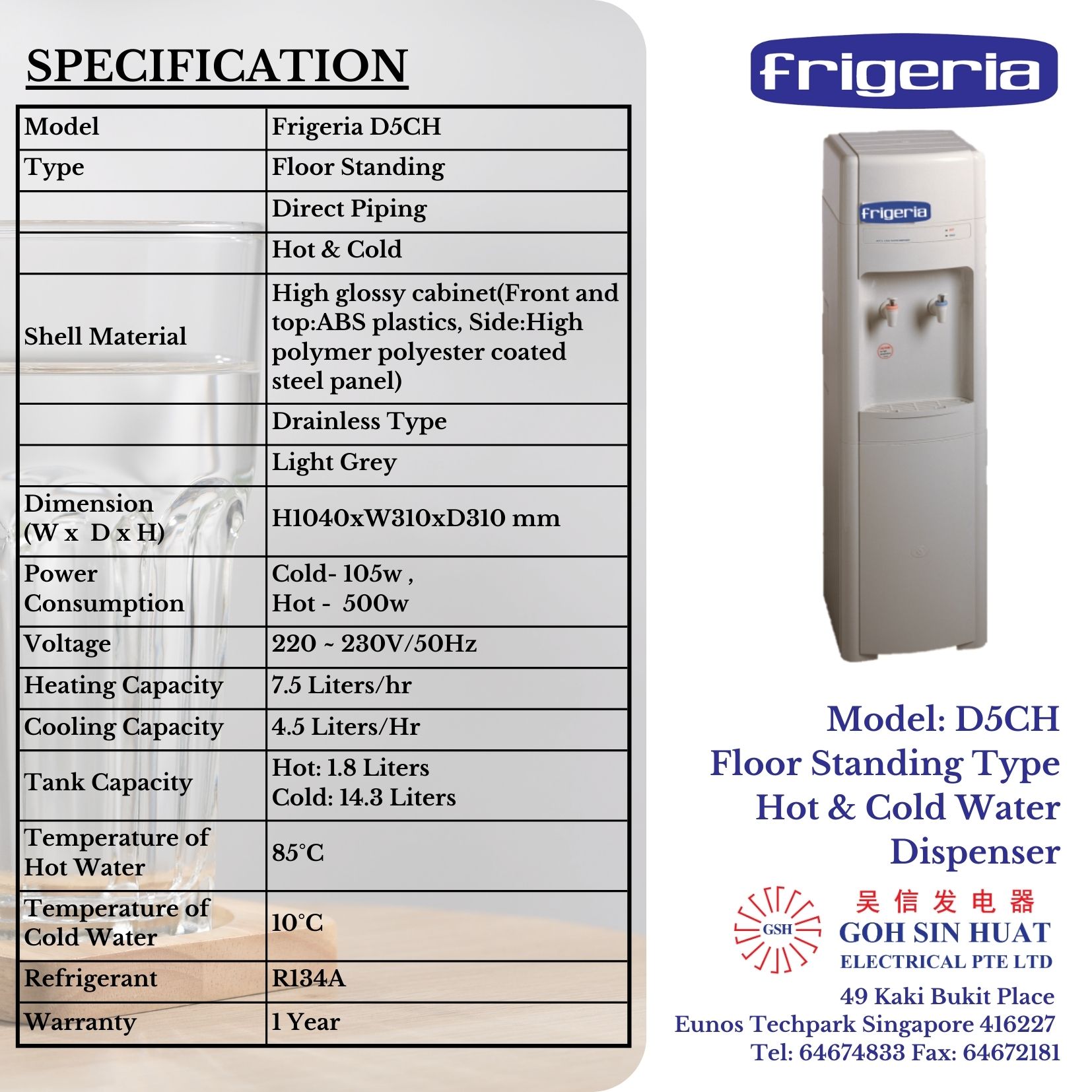 Frigeria D5CH Floor Standing Electric Water Dispenser