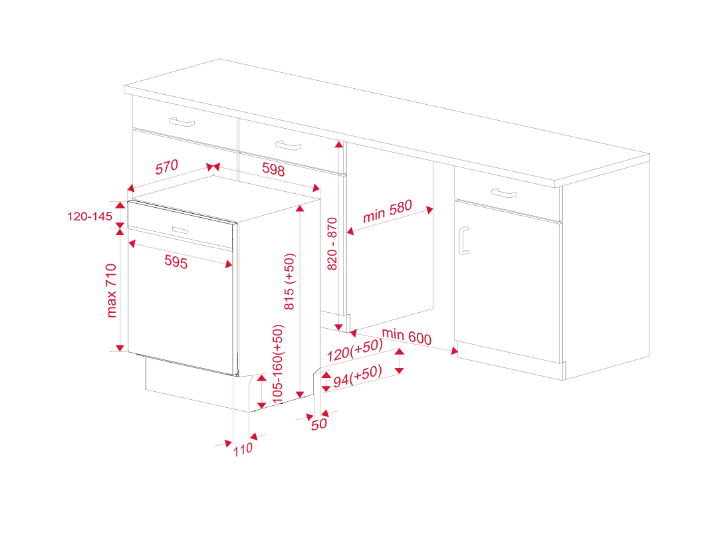 *New* Teka Built-In Partial Integrated Dishwasher – DSI 46750 SS
