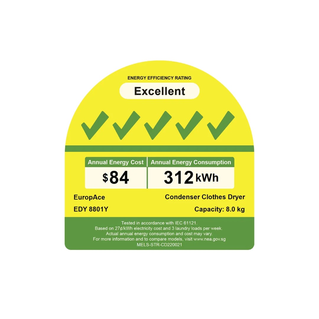[Bundle] Europace 8Kg Front Load Washer EFW 7801Y + Heat Pump Dryer EDY 8801Y 