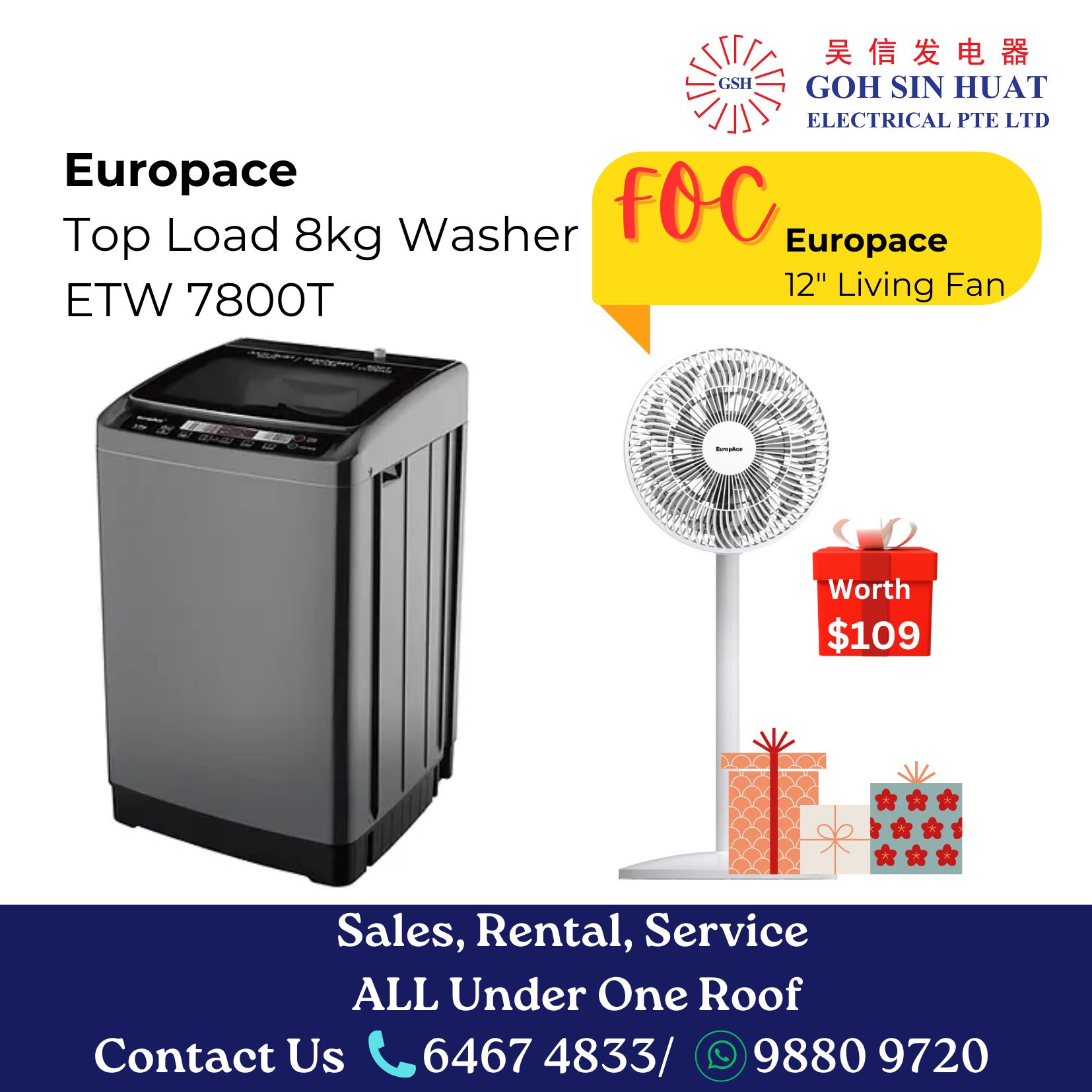 Europace 8Kg Top Load Washing Machine ETW7800T