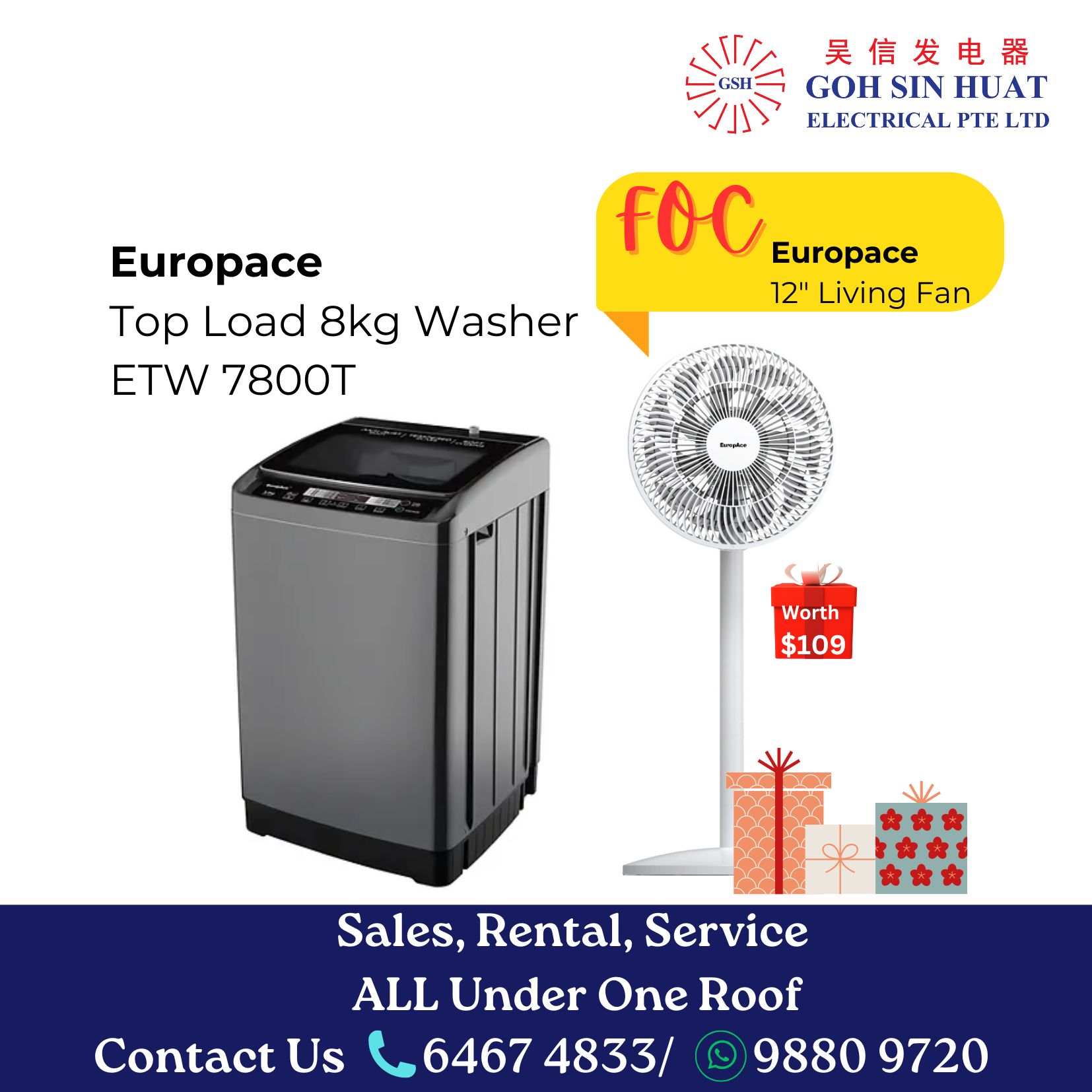 Europace 8Kg Top Load Washing Machine ETW7800T