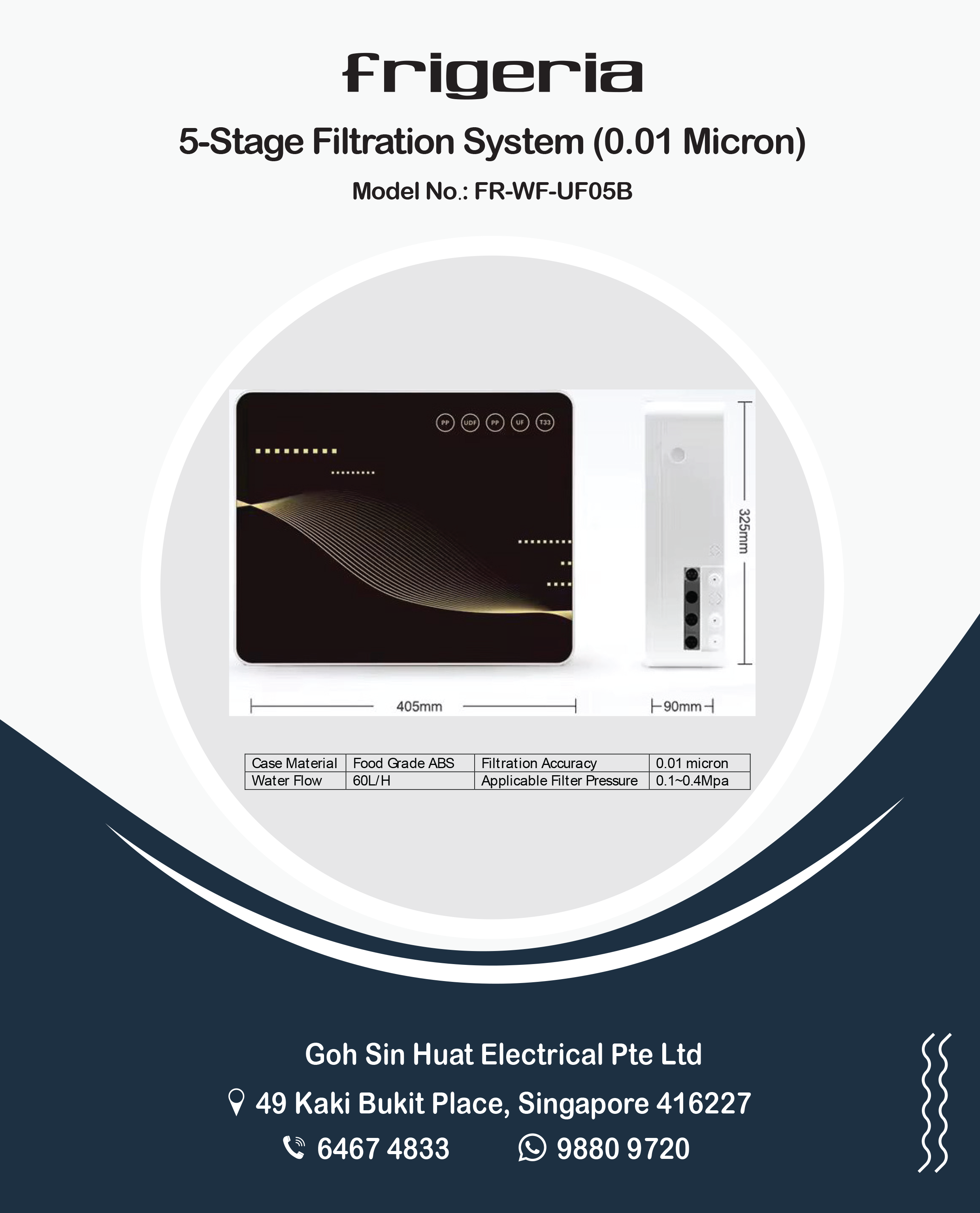 Frigeria GE403ABHC Wall Hung Electric Water Dispenser 