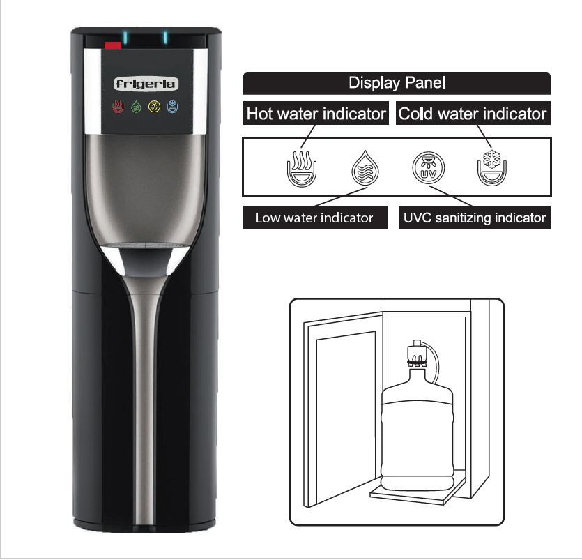 Frigeria HC90L-UFD Floor Standing Bottom Load Bottle Water Dispenser - FOC 5 bottles Oxygenated Water