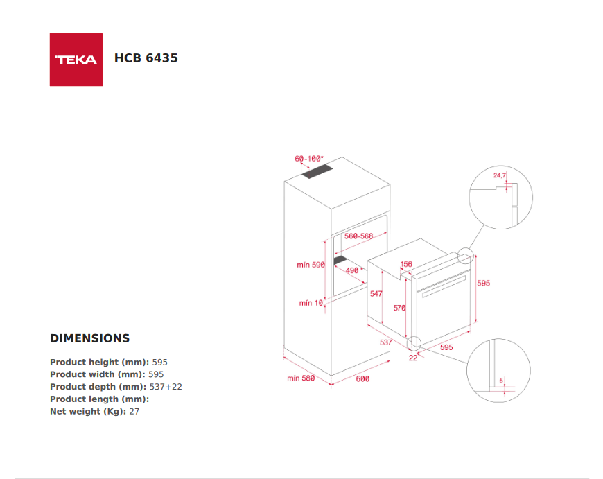 *New* Teka 60cm Built-In Oven – HCB 6435 