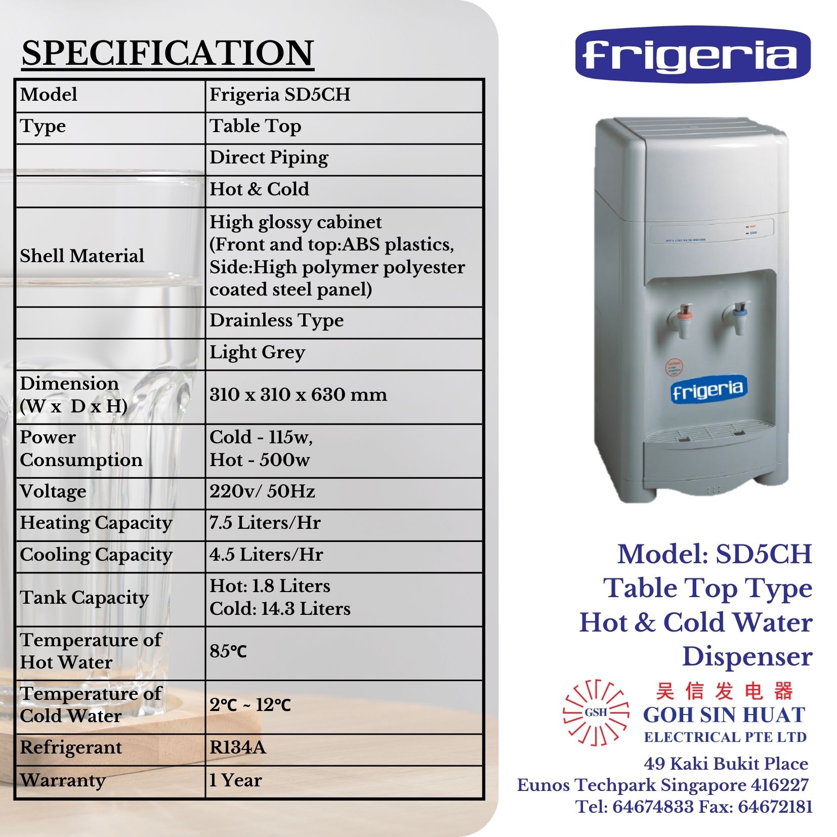 Frigeria SD5CH Table Top Electric Water Dispenser