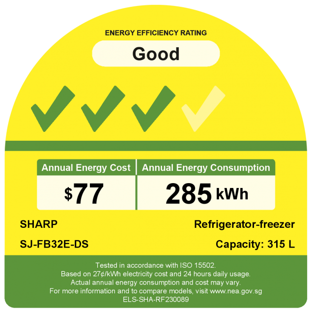 Sharp 315L 2 Door Bottom Freezer SJ-FB32E-DS