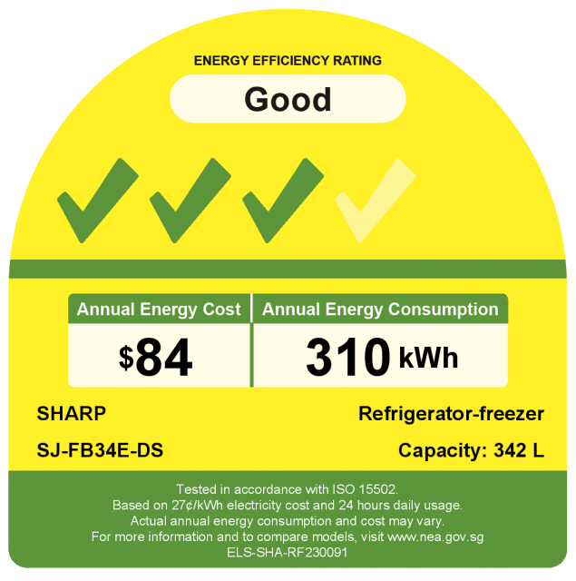 Sharp 342L 2 Door Refrigerator SJ-FB34E-DS 
