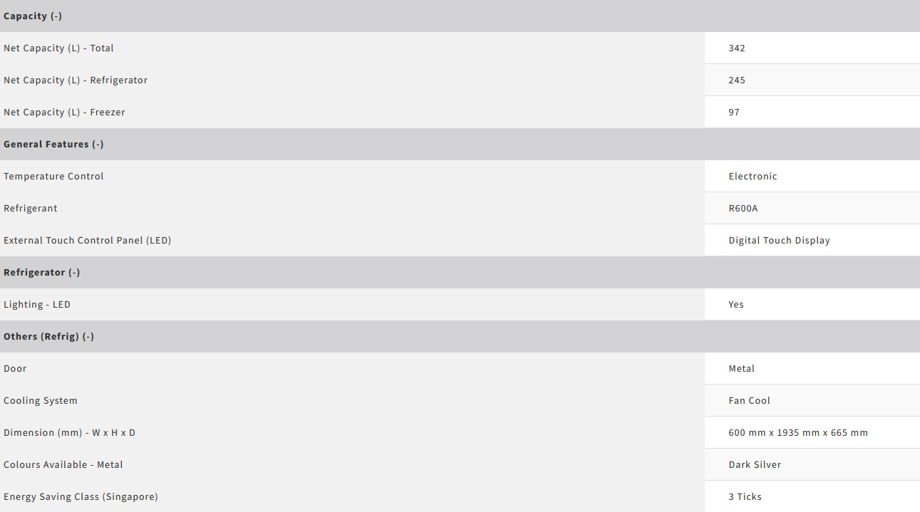 Sharp 342L 2 Door Refrigerator SJ-FB34E-DS 