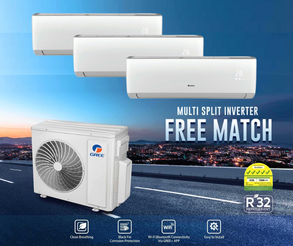 Gree System 3 AIRCON GWCD-MS21/O with GWC-09 Charmo/I x 3 - 9000btu x 3