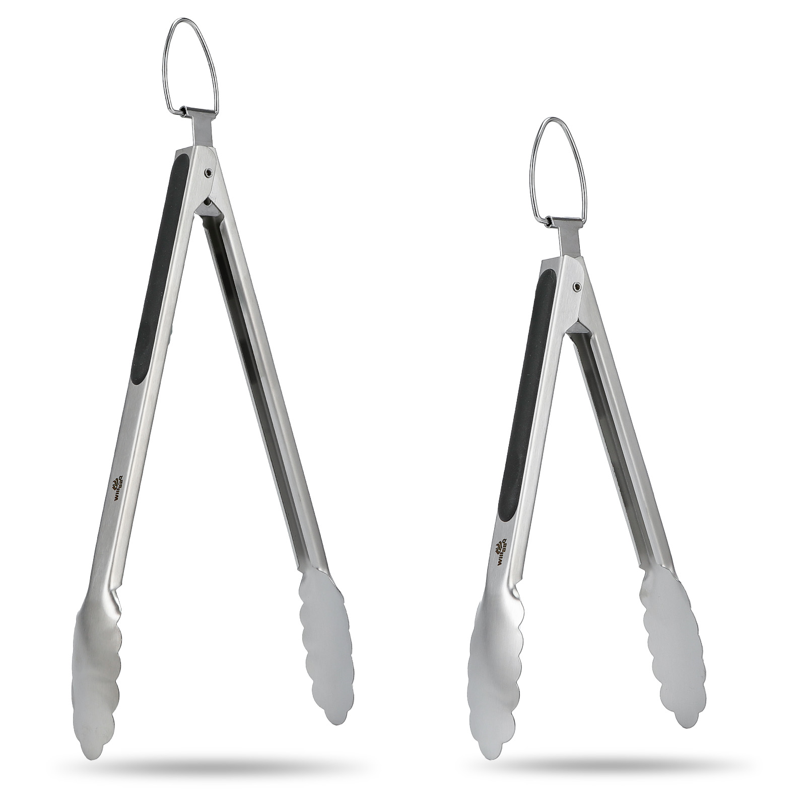 WillBBQ Stainless Steel BBQ Tongs Set – 9" & 12" Heavy-Duty Locking Tongs with Non-Slip Grip for Grilling, Cooking & Serving