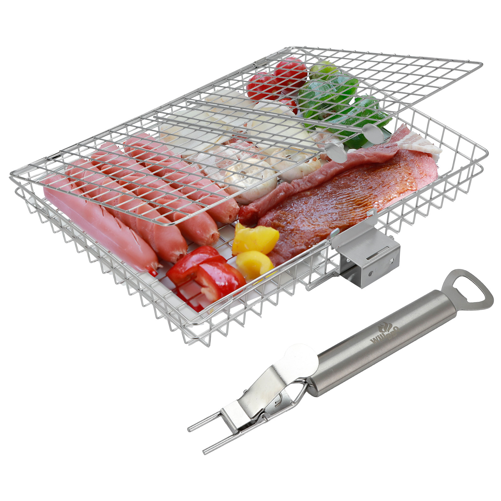 WillBBQ Large Muti-Function Stainless Steel Grill Basket