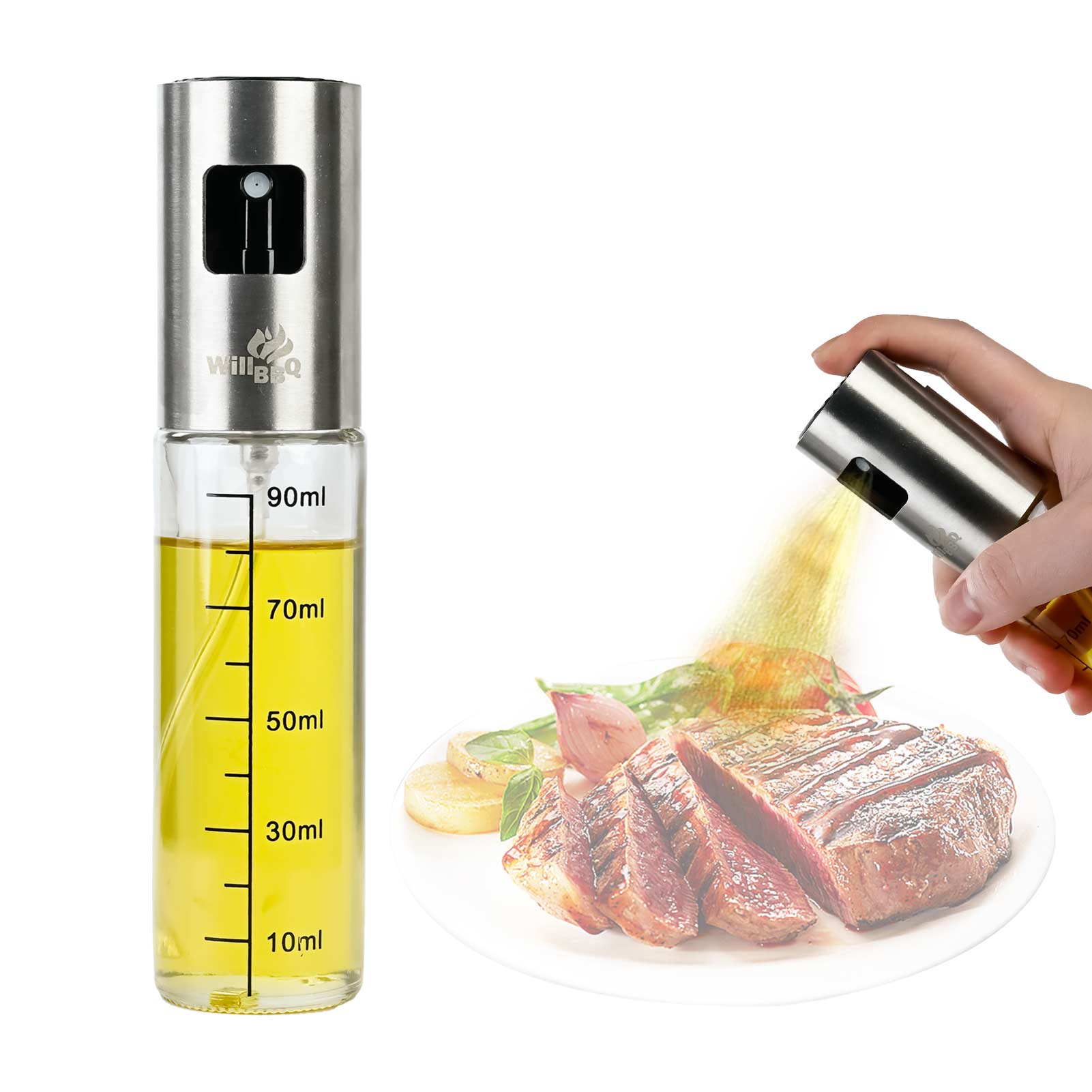 WillBBQ Premium Stainless Steel Oil Spray Bottle