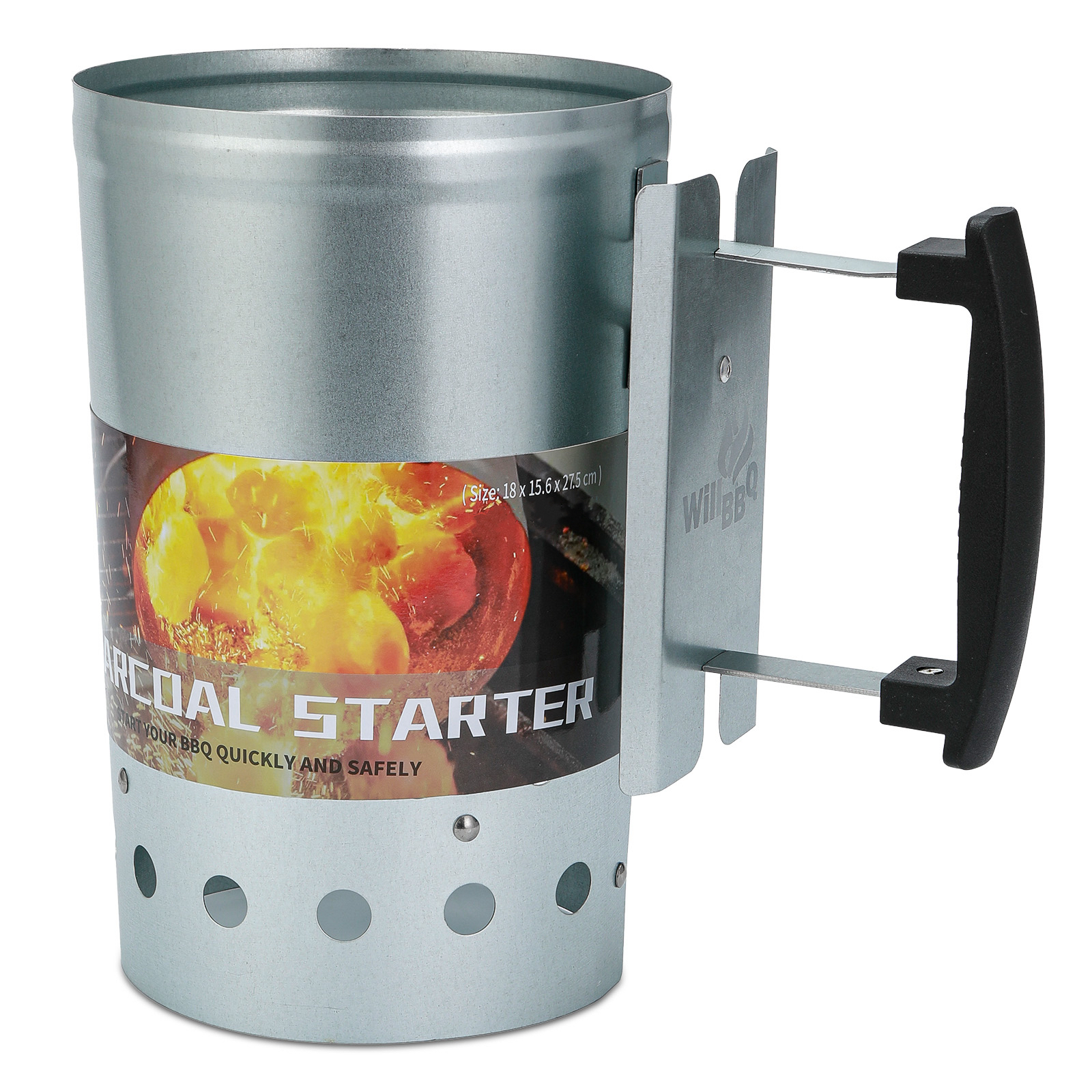 WillBBQ Large Capacity Heavy Duty Fire Starter Chimney