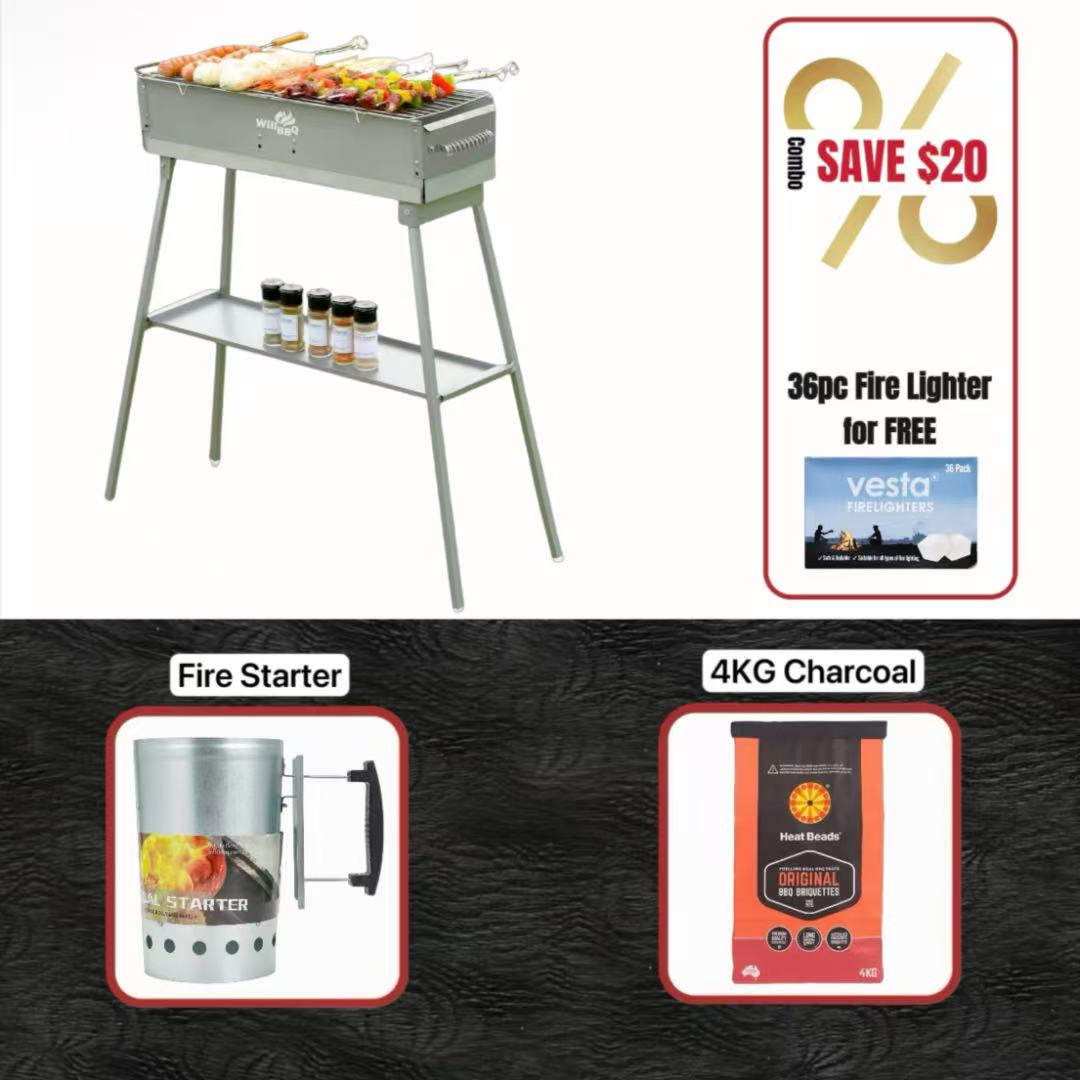 WillBBQ 60(L)x18(W)cm Hiabachi Grill Value Bundle Sets