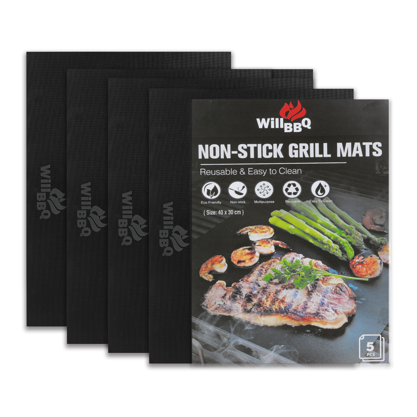 WillBBQ Non-Stick Grill Mats