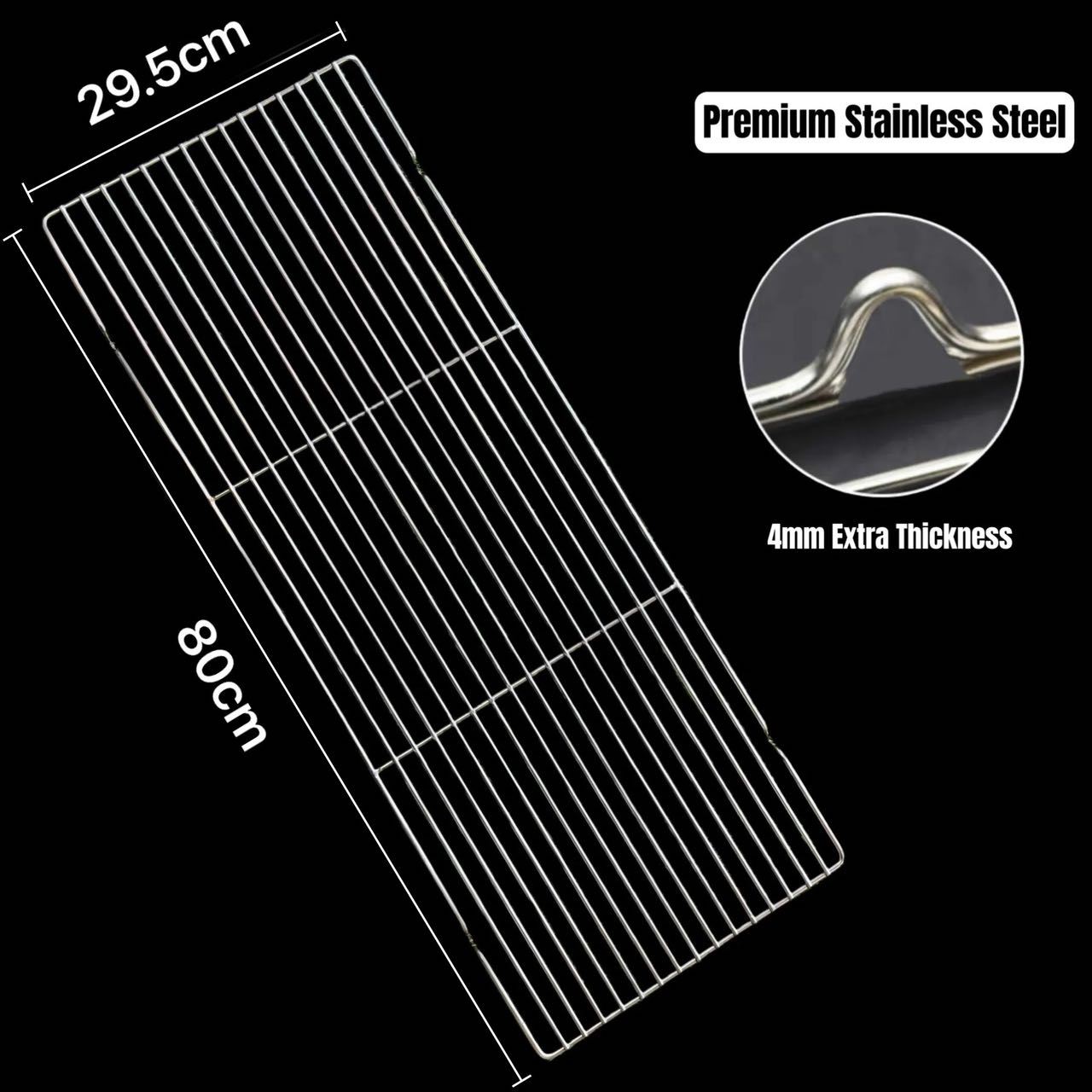 80cm x 29.5cm Stainless Steel BBQ Grate