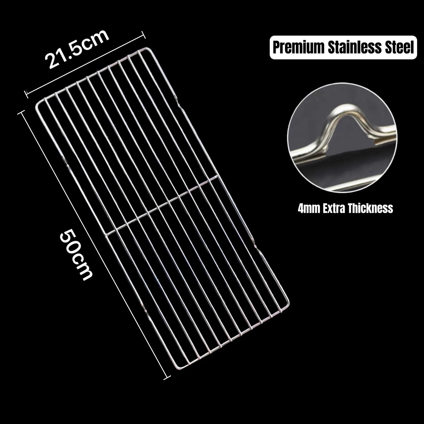 50cm x 21.5cm Stainless Steel BBQ Grate