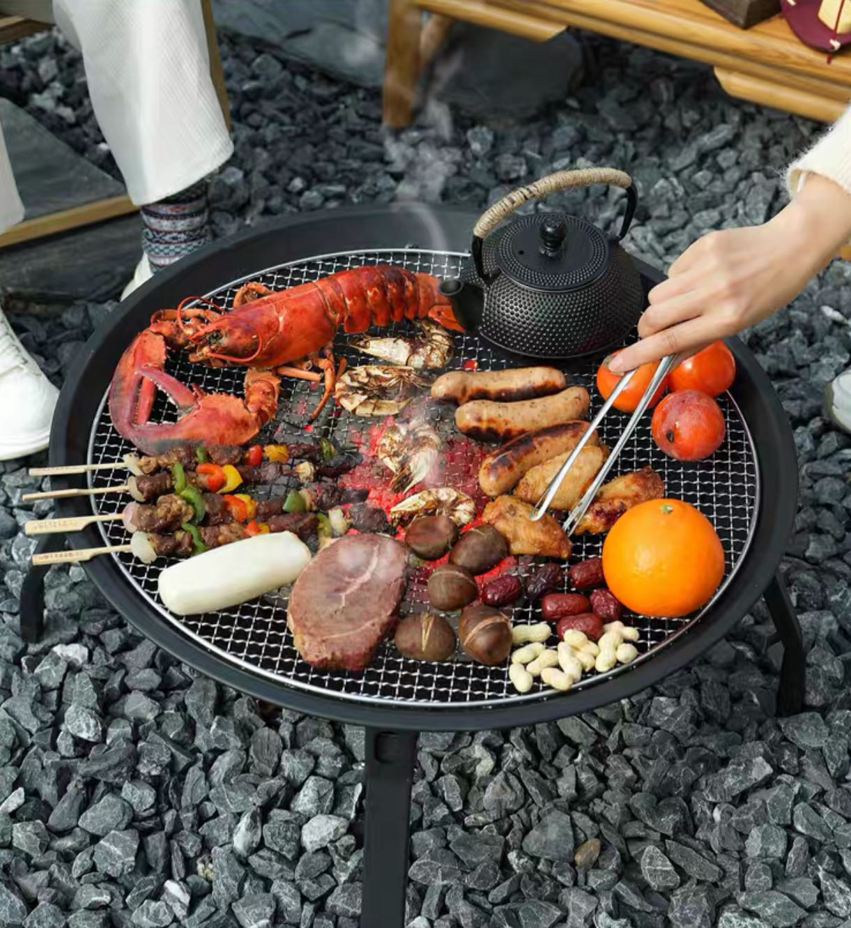 Portable Fire Pit & Charcoal Grill Set