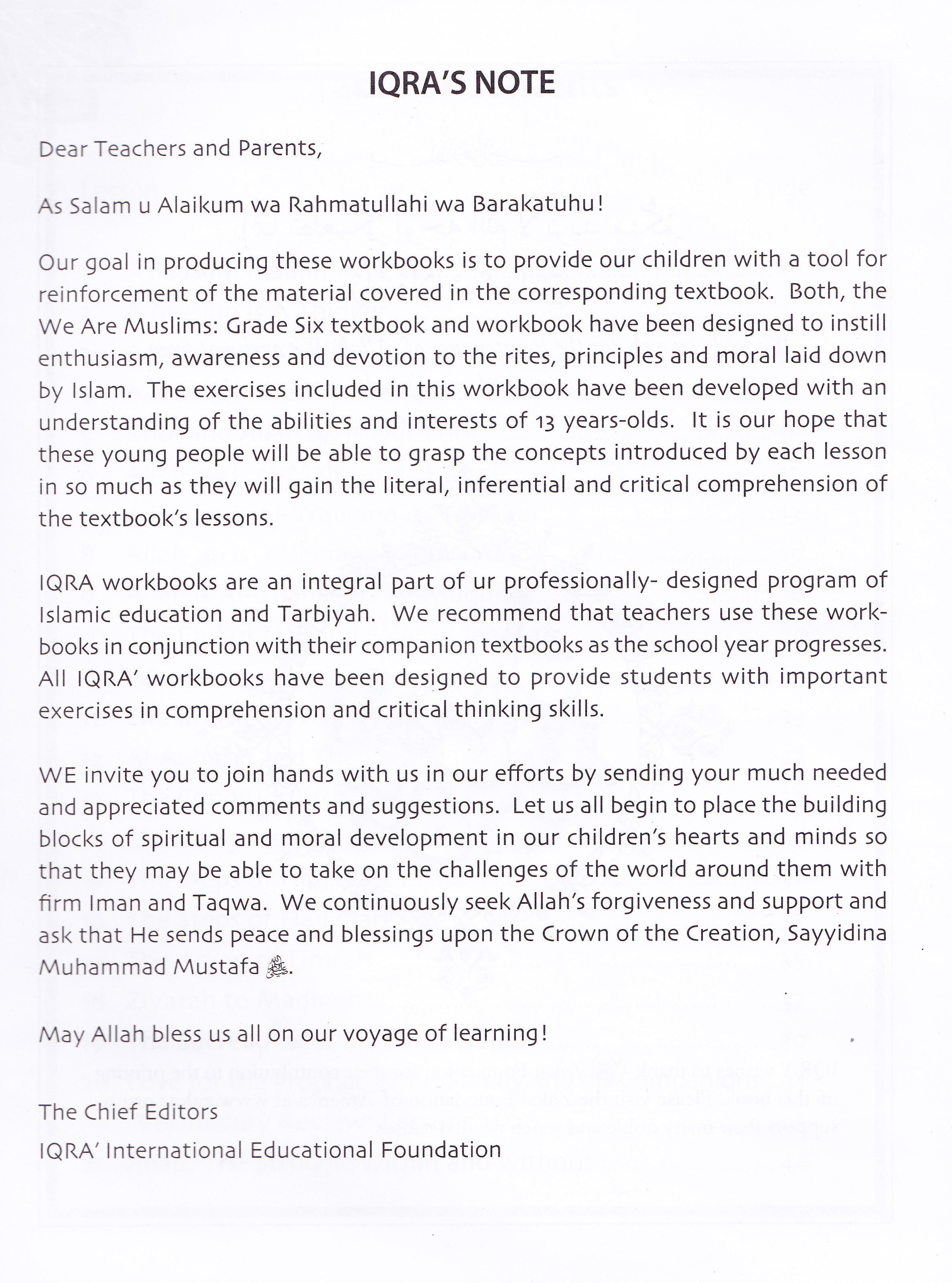 We Are Muslim Grade 6 Workbook