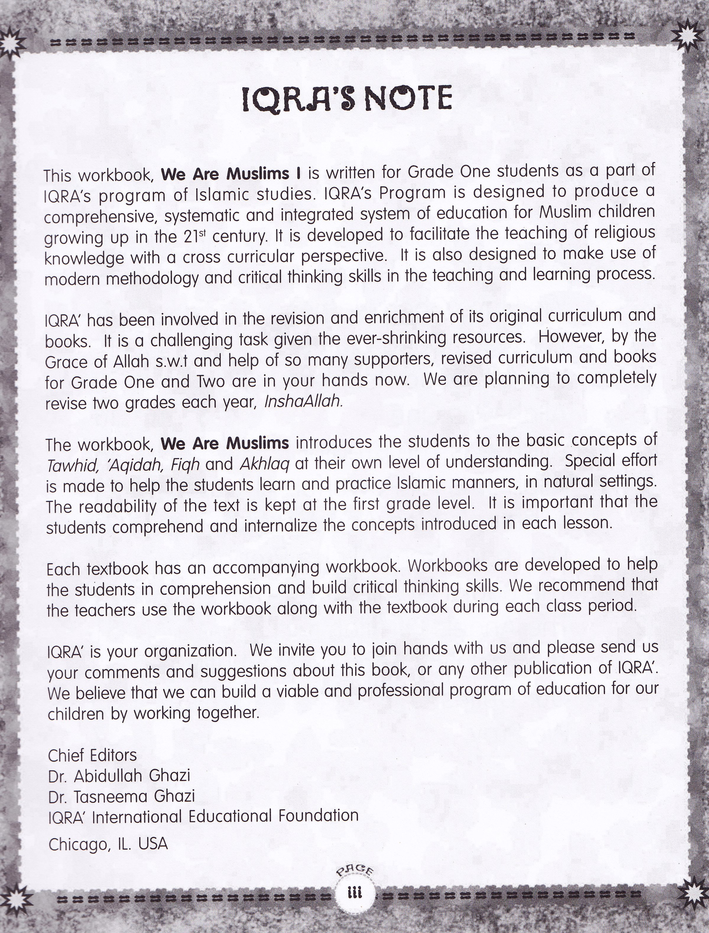 We Are Muslim Grade 1 Workbook