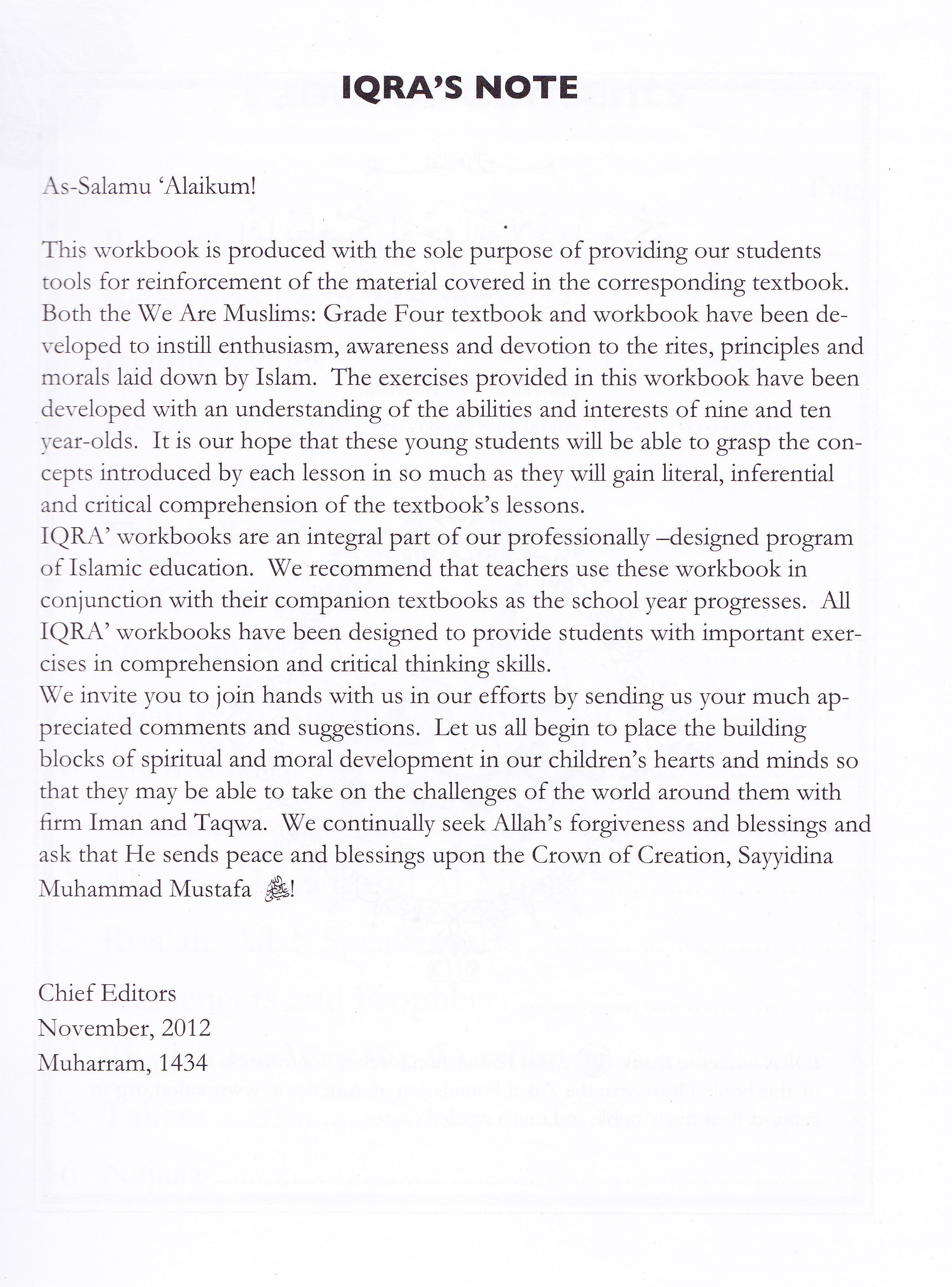 We Are Muslim Grade 4 Workbook