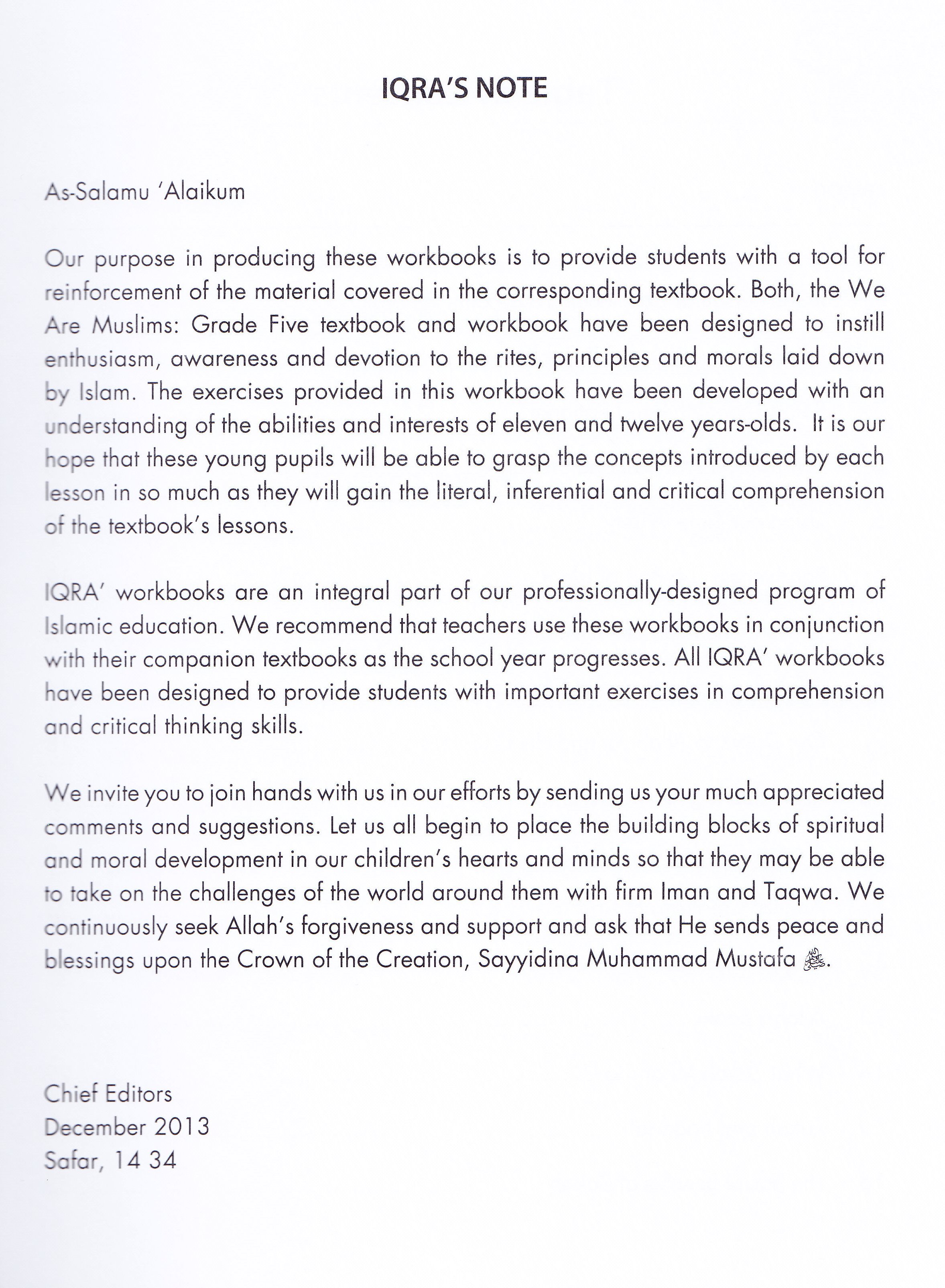 We Are Muslim Grade 5 Workbook