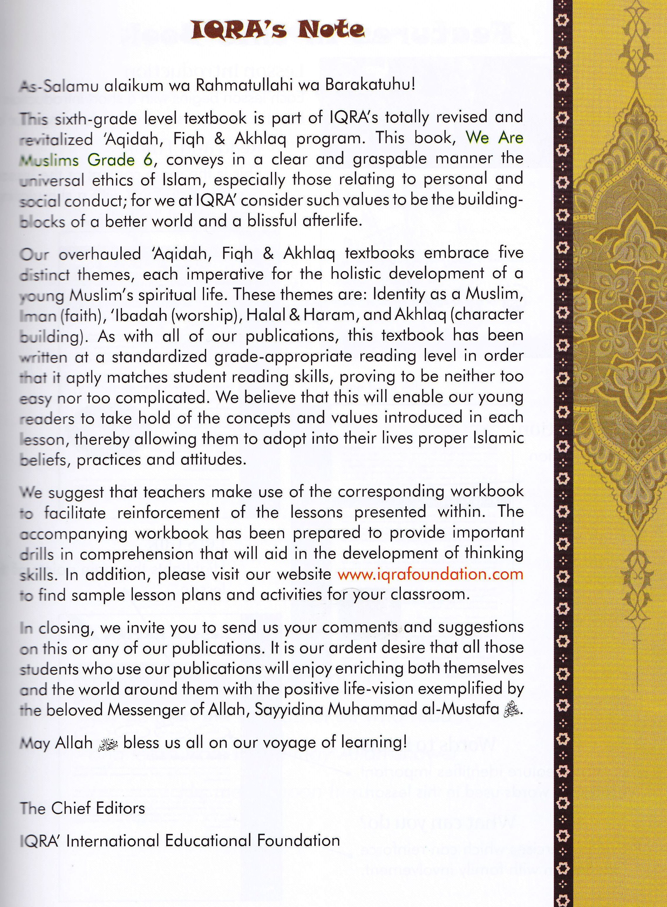 We Are Muslim Grade 6  Textbook