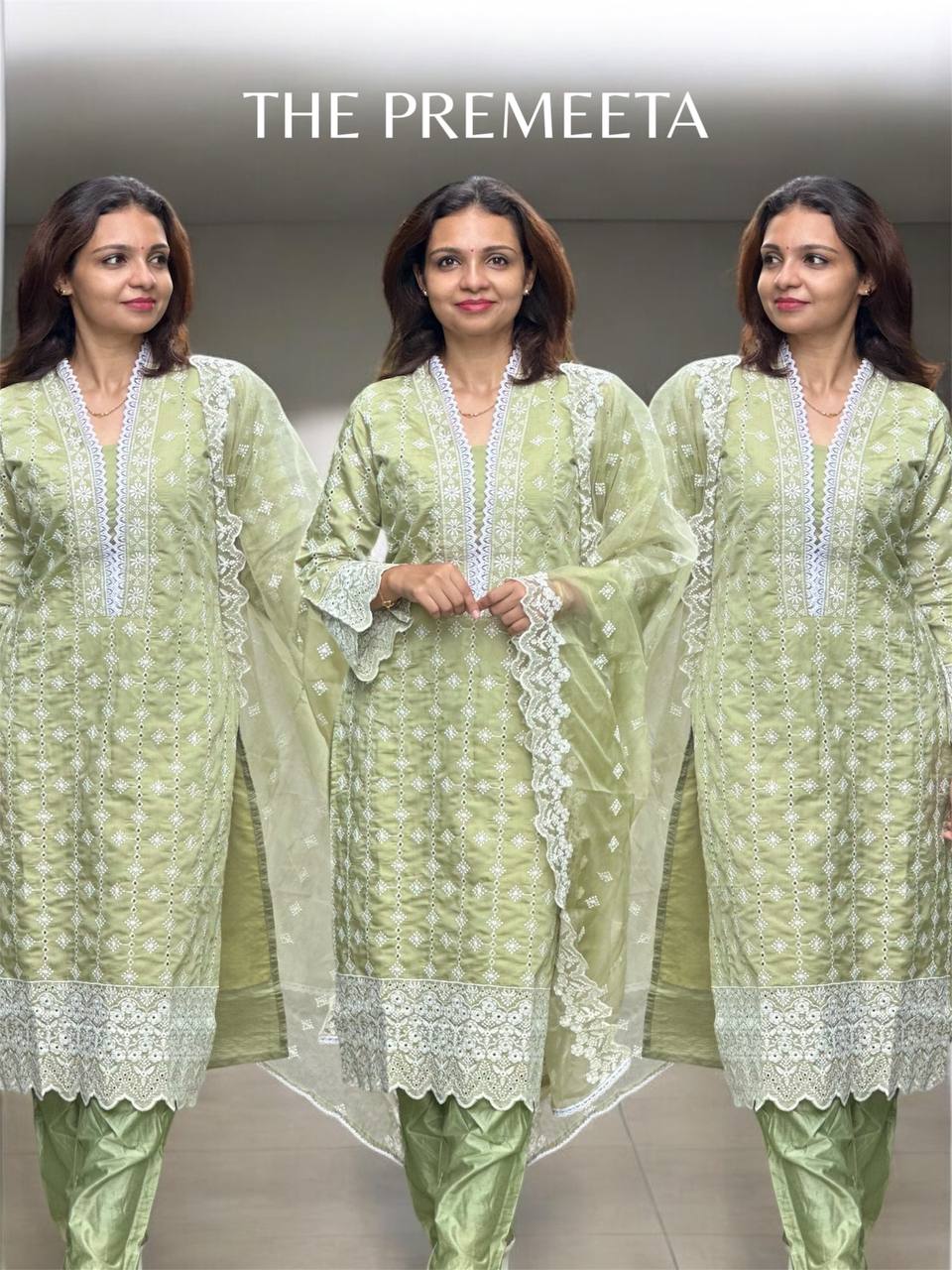 Naaz Embroidered Pistachio Green Pakistani Suit
