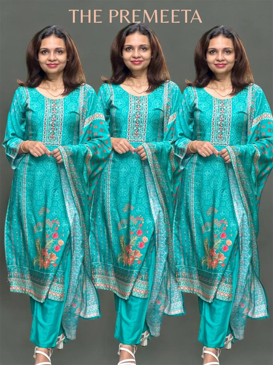 Aqua Blue Rajasthani Suit