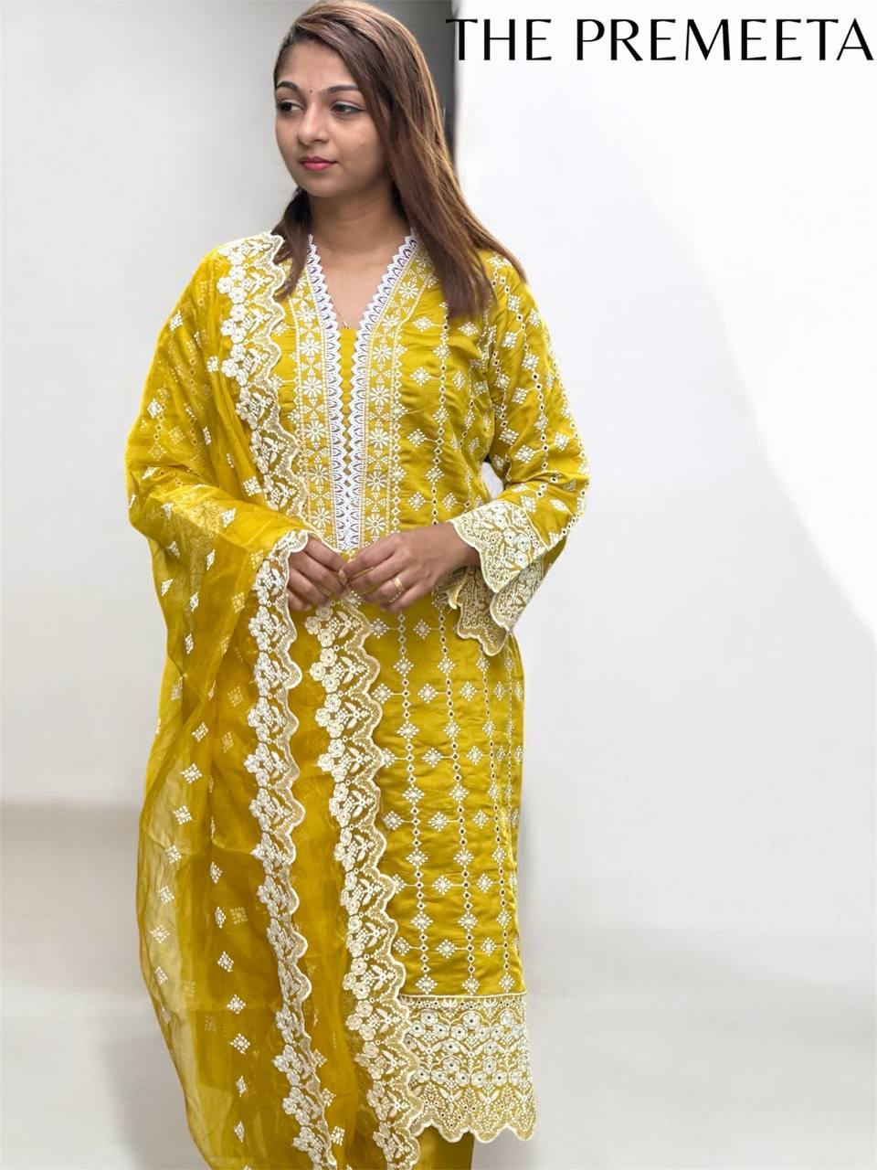 Naaz Embroidered Yellow Pakistani Suit