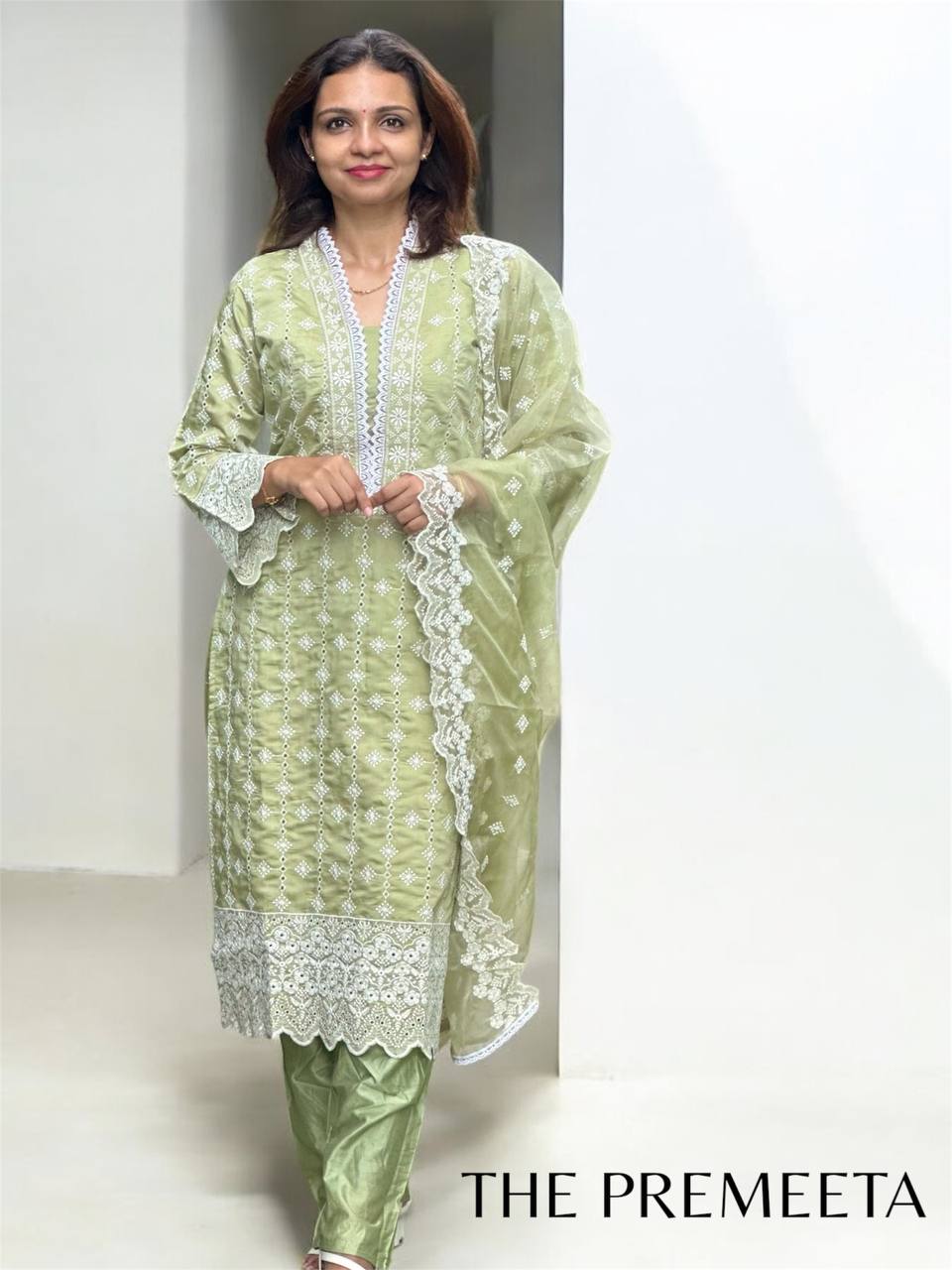 Naaz Embroidered Pistachio Green Pakistani Suit