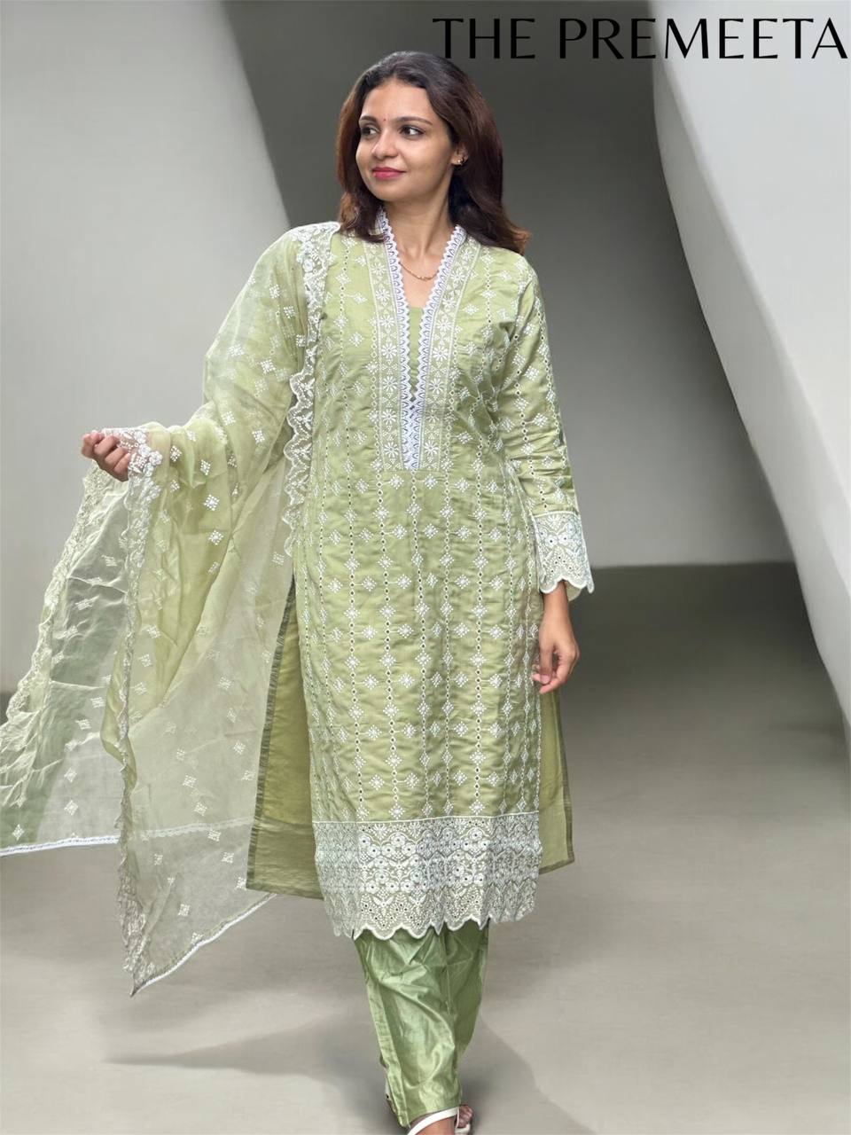 Naaz Embroidered Pistachio Green Pakistani Suit