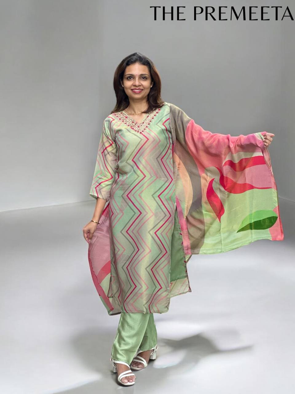 Pastel Mint Shimmer Designer Suit