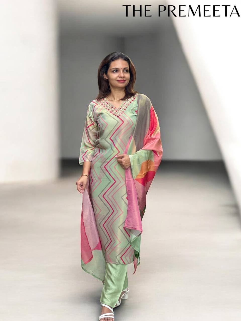 Pastel Mint Shimmer Designer Suit