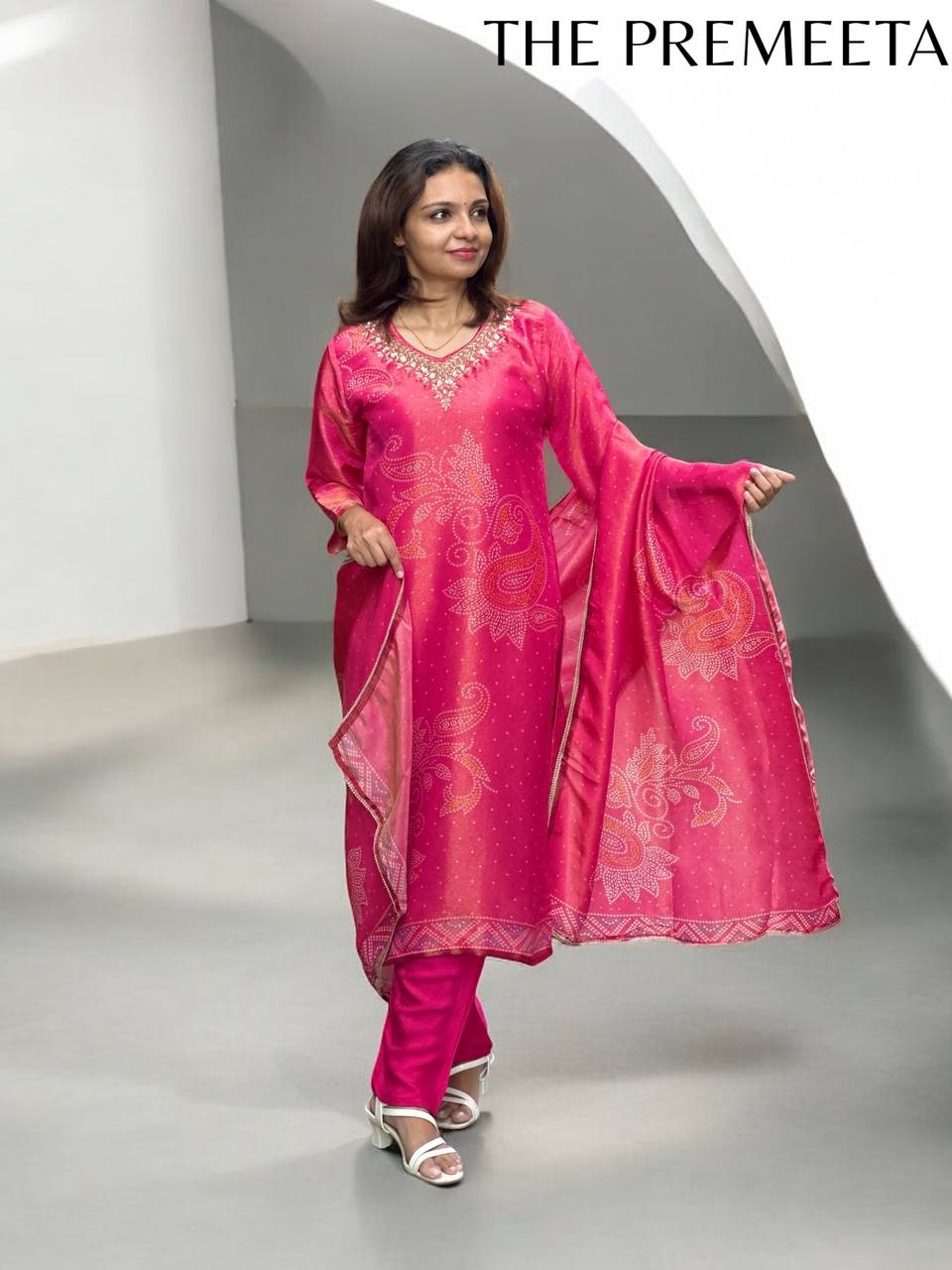 Blossom Pink Shimmer Designer Suit