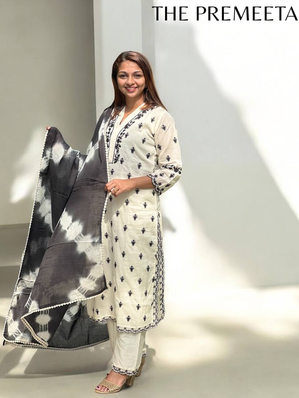 Black & Cream Cotton Suit