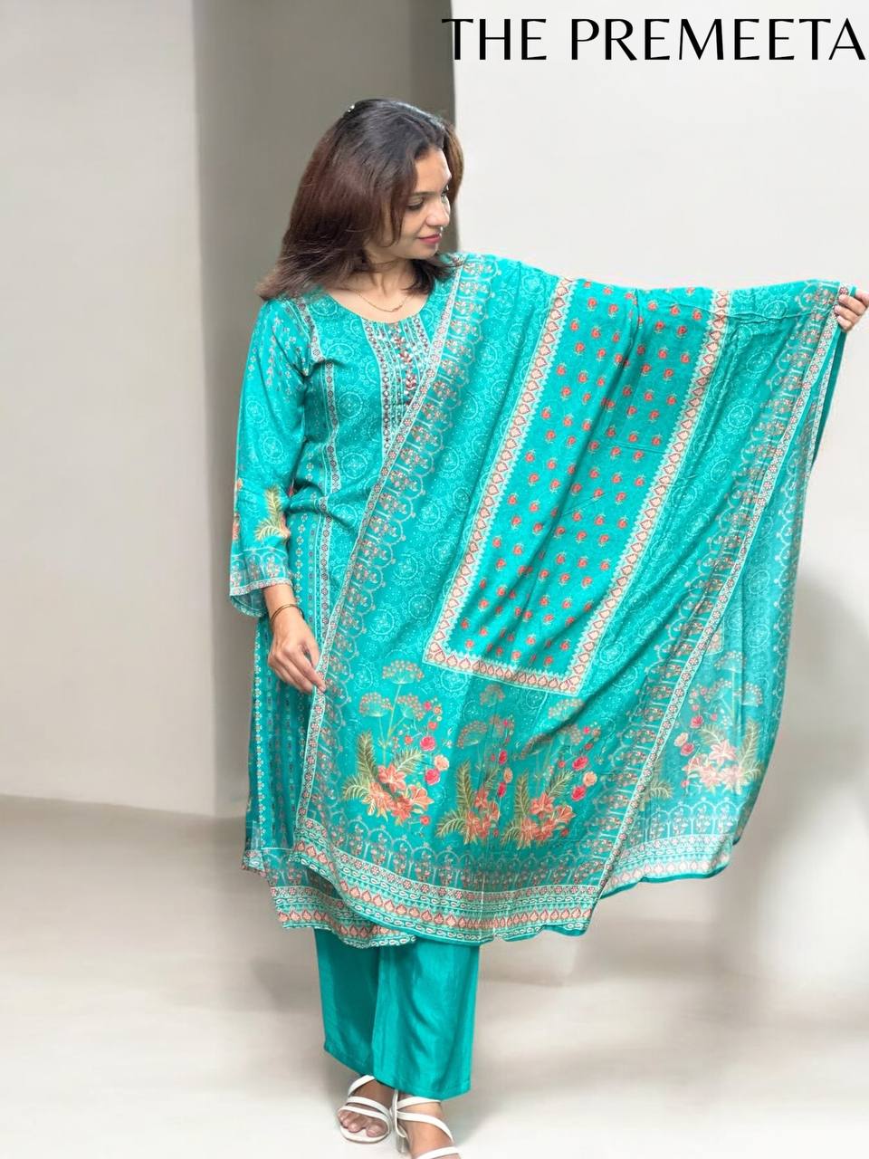Aqua Blue Rajasthani Suit